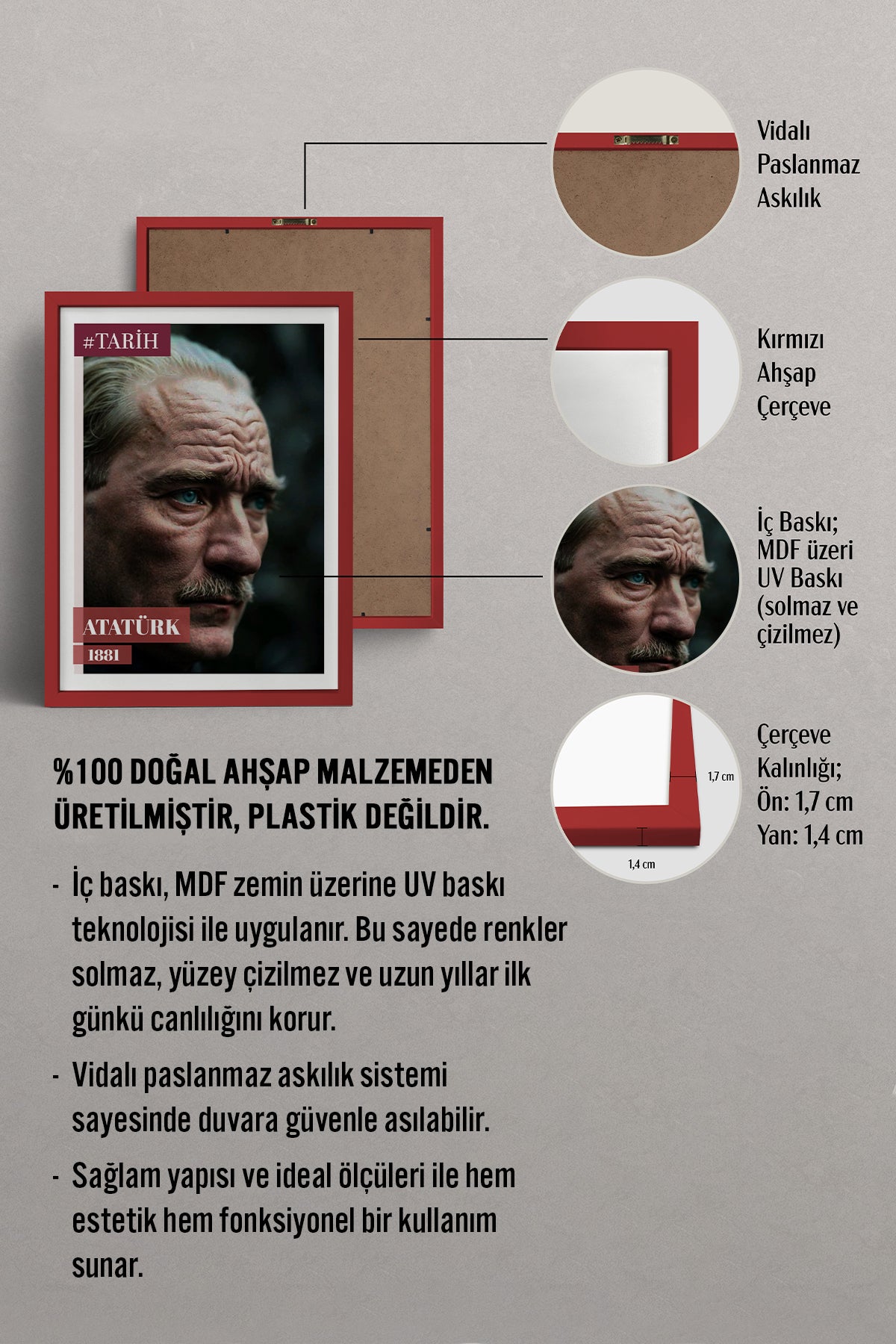 HOMEPACK Ahşap Çerçeveli Tablo Çerçeveli Poster Sanatsal Modern Duvar Dekoru TK-10818