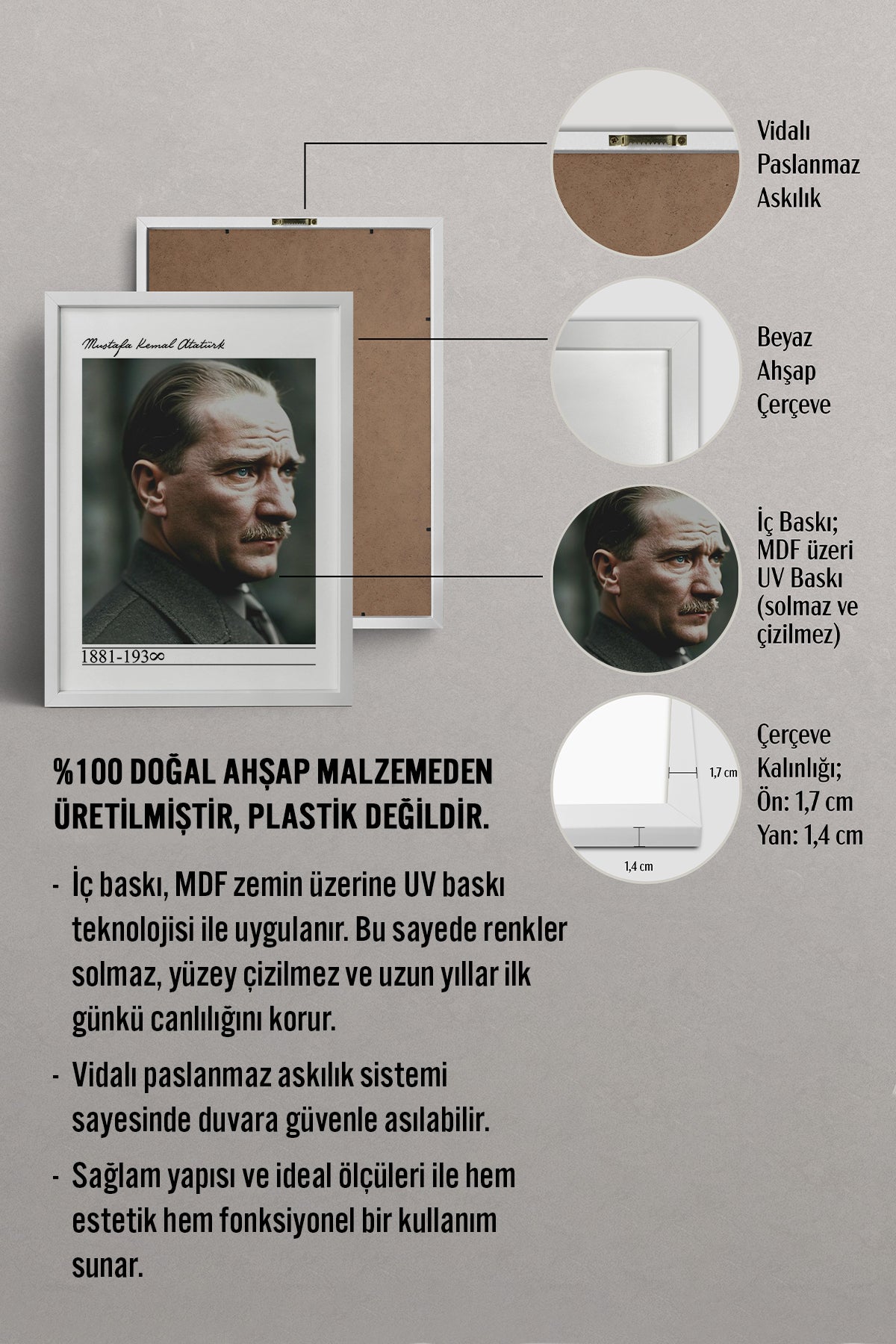 HOMEPACK Ahşap Çerçeveli Tablo Çerçeveli Poster Sanatsal Modern Duvar Dekoru TK-10819