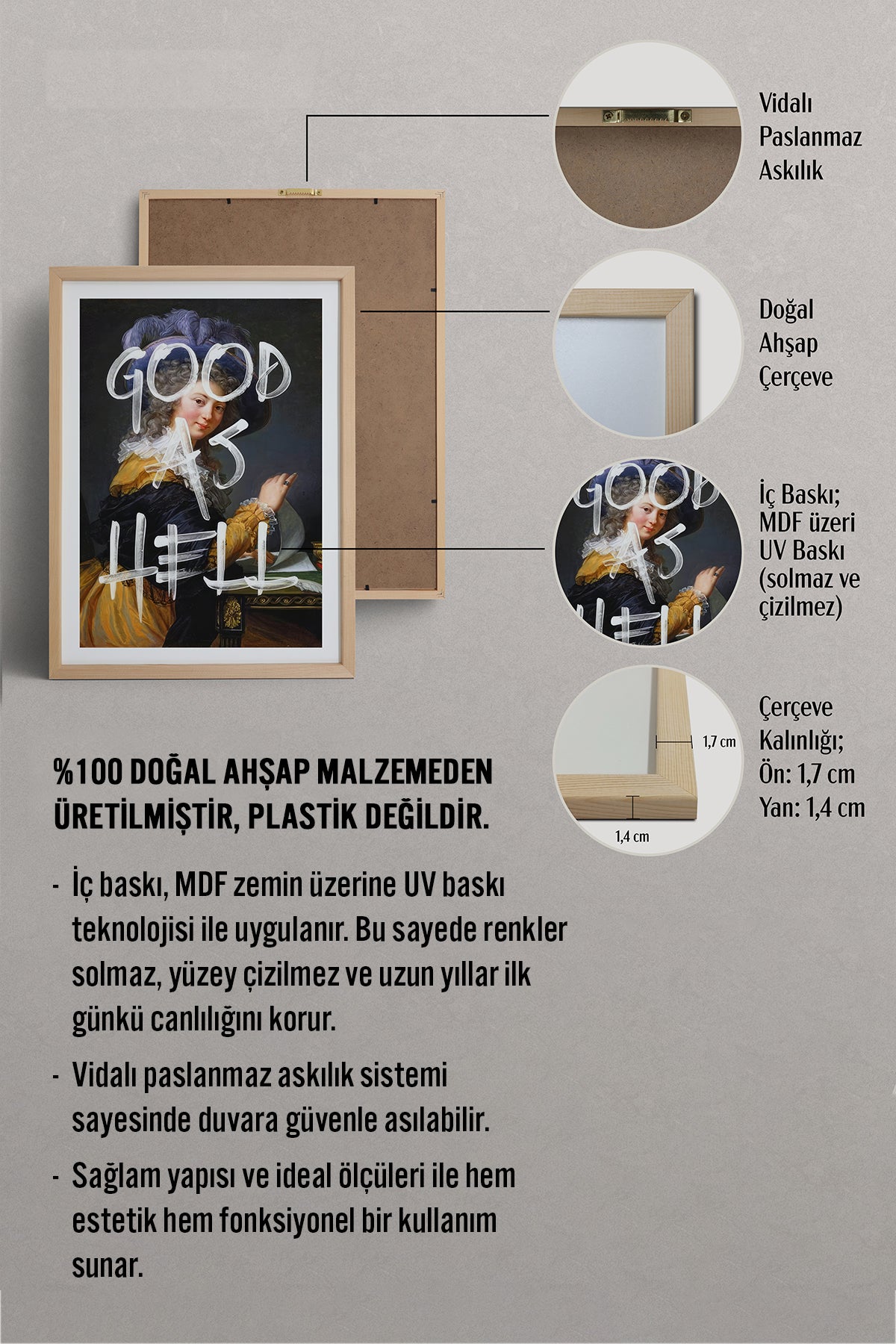 HOMEPACK Ahşap Çerçeveli Tablo Çerçeveli Poster Sanatsal Modern Duvar Dekoru TK-1085