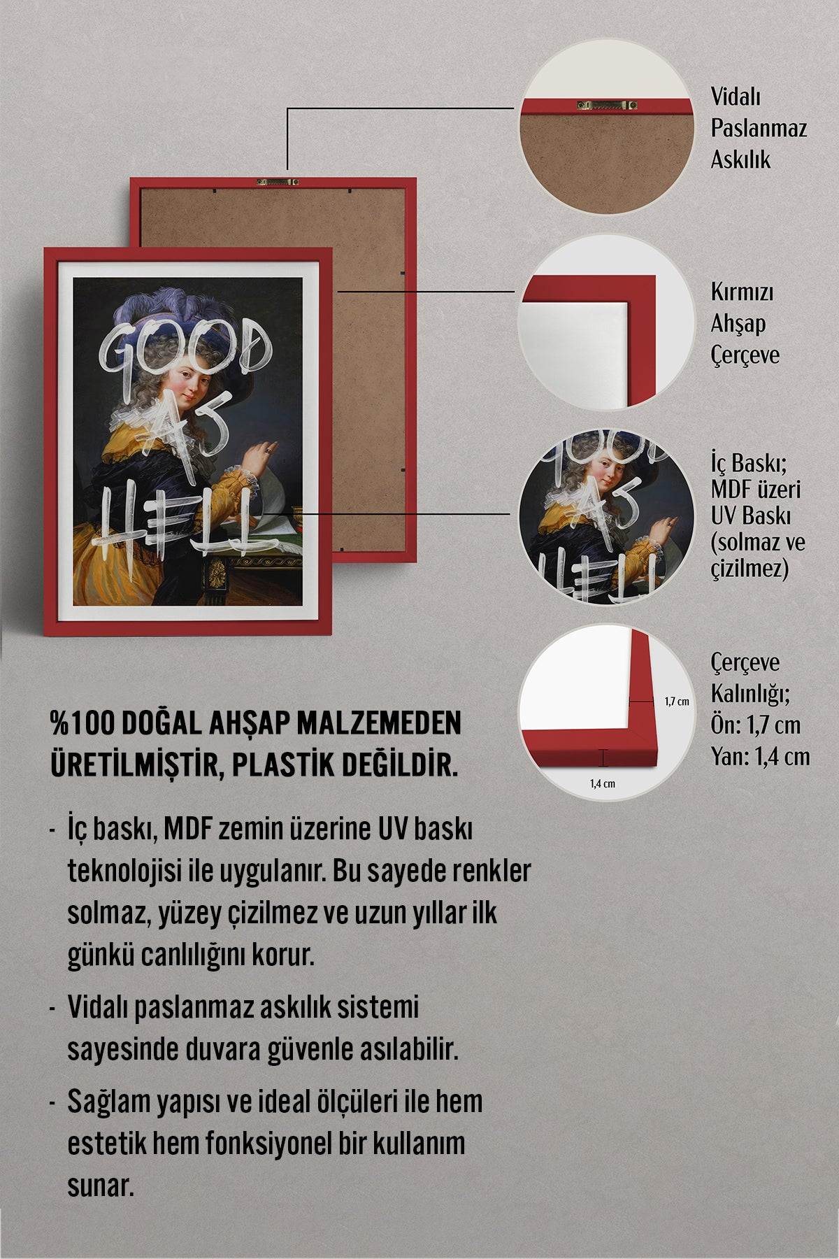 HOMEPACK Ahşap Çerçeveli Tablo Çerçeveli Poster Sanatsal Modern Duvar Dekoru TK-1085