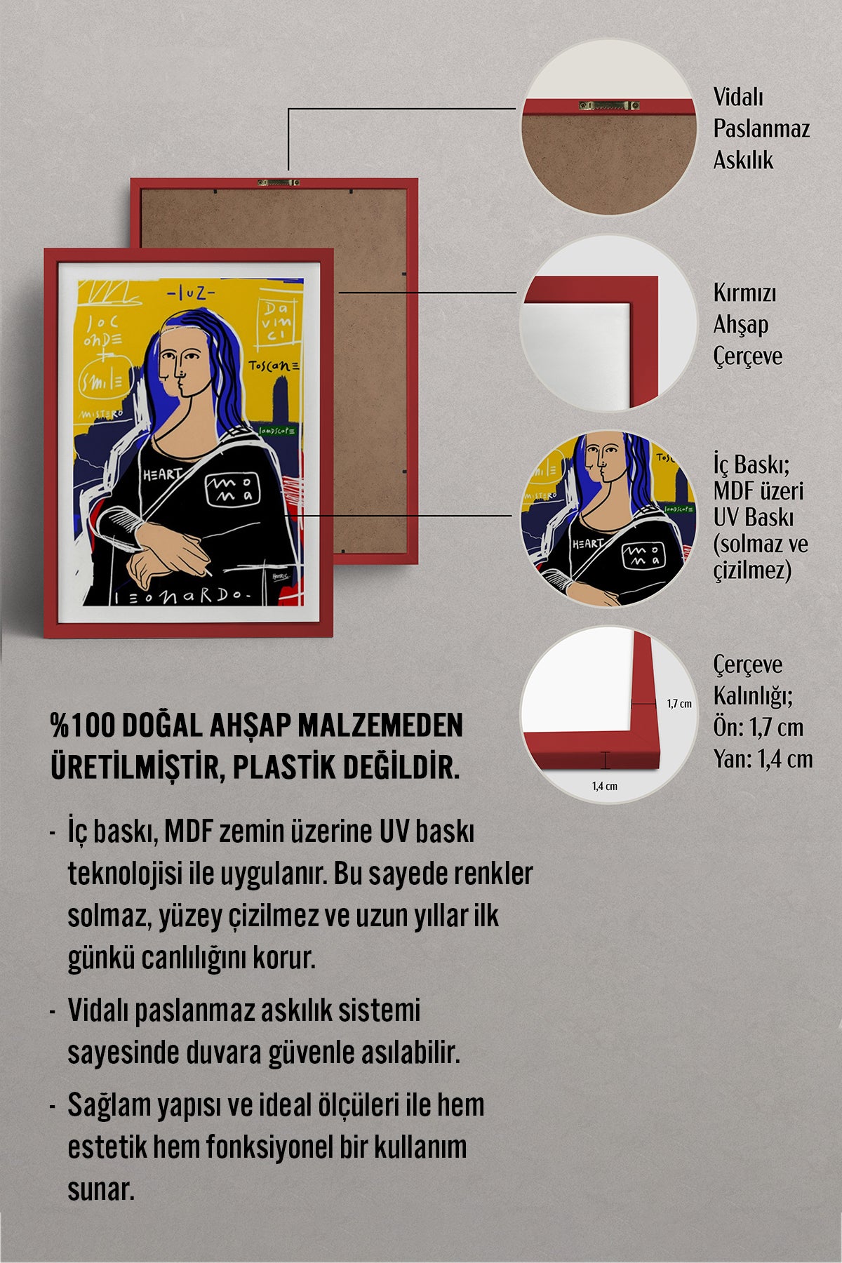 HOMEPACK Ahşap Çerçeveli Tablo Çerçeveli Poster Sanatsal Modern Duvar Dekoru TK-1086