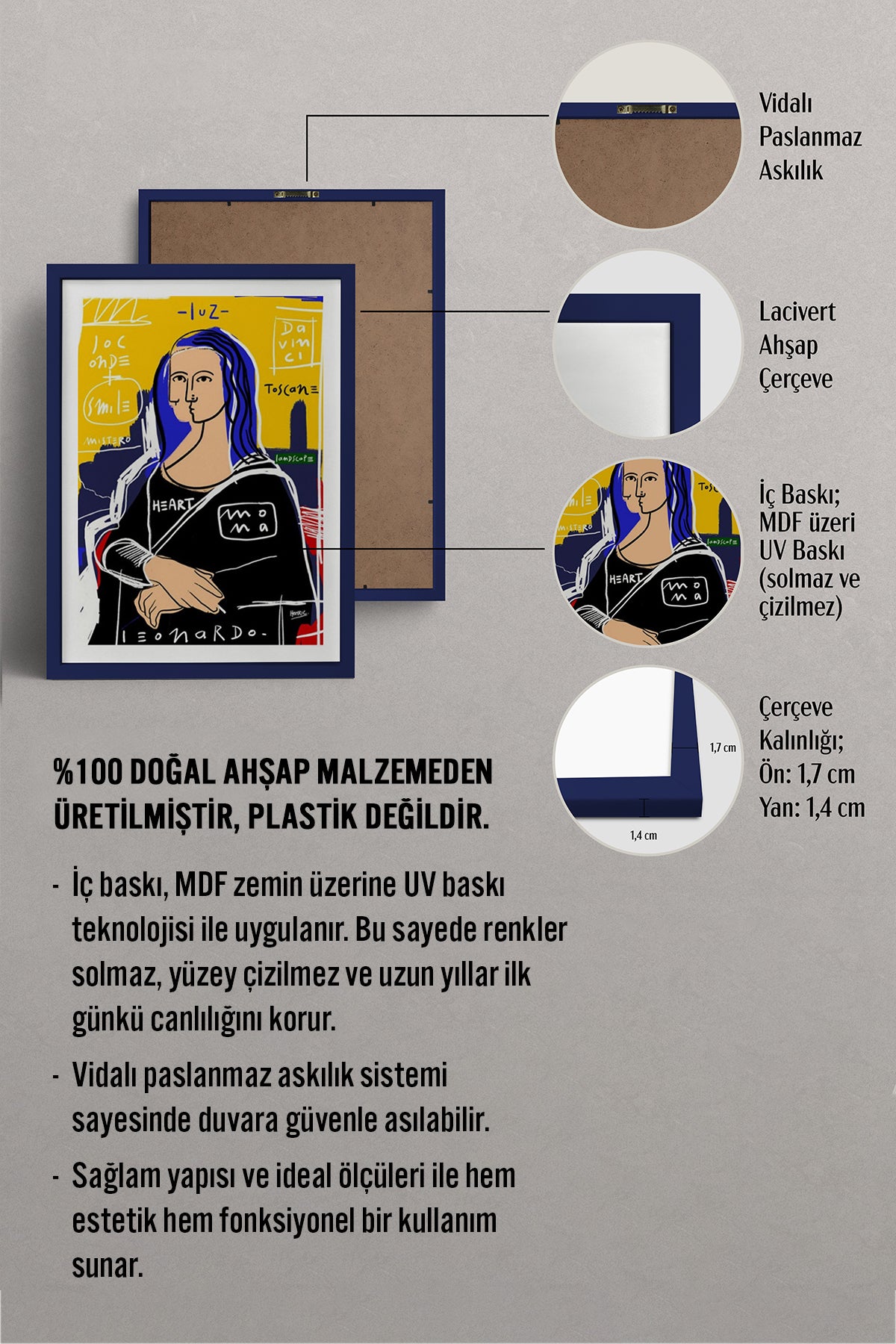 HOMEPACK Ahşap Çerçeveli Tablo Çerçeveli Poster Sanatsal Modern Duvar Dekoru TK-1086