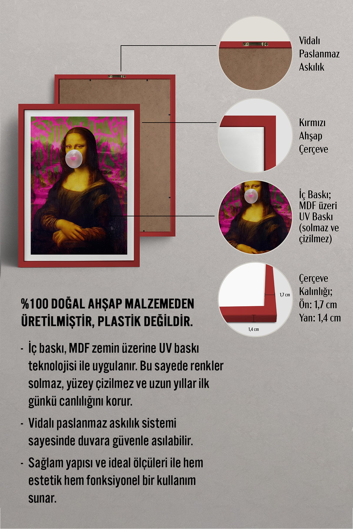 HOMEPACK Ahşap Çerçeveli Tablo Çerçeveli Poster Sanatsal Modern Duvar Dekoru TK-1095