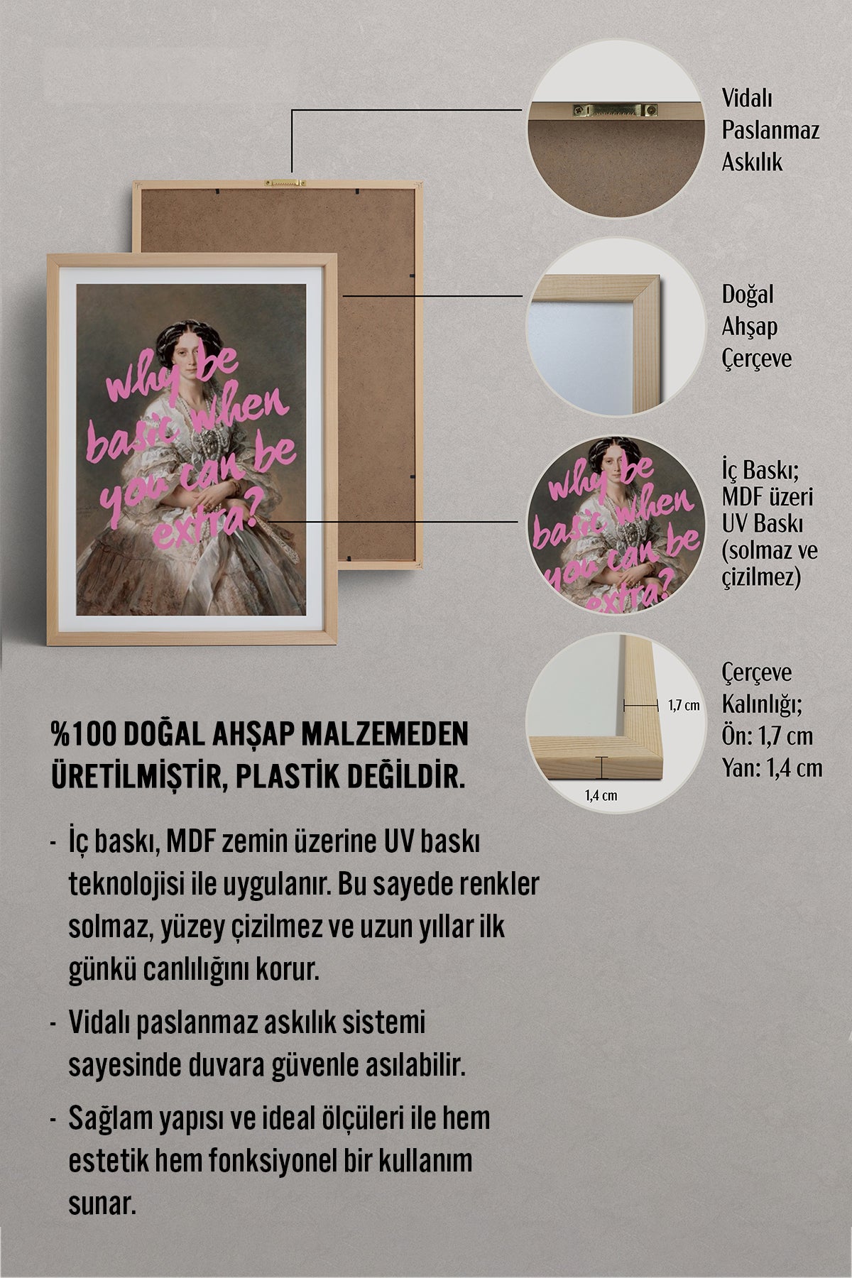 HOMEPACK Ahşap Çerçeveli Tablo Çerçeveli Poster Sanatsal Modern Duvar Dekoru TK-1096