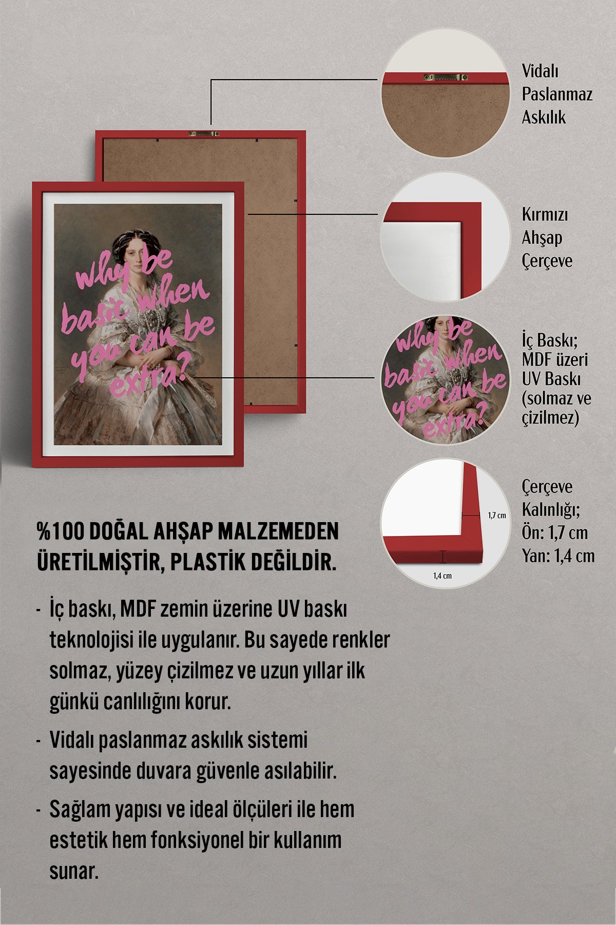 HOMEPACK Ahşap Çerçeveli Tablo Çerçeveli Poster Sanatsal Modern Duvar Dekoru TK-1096