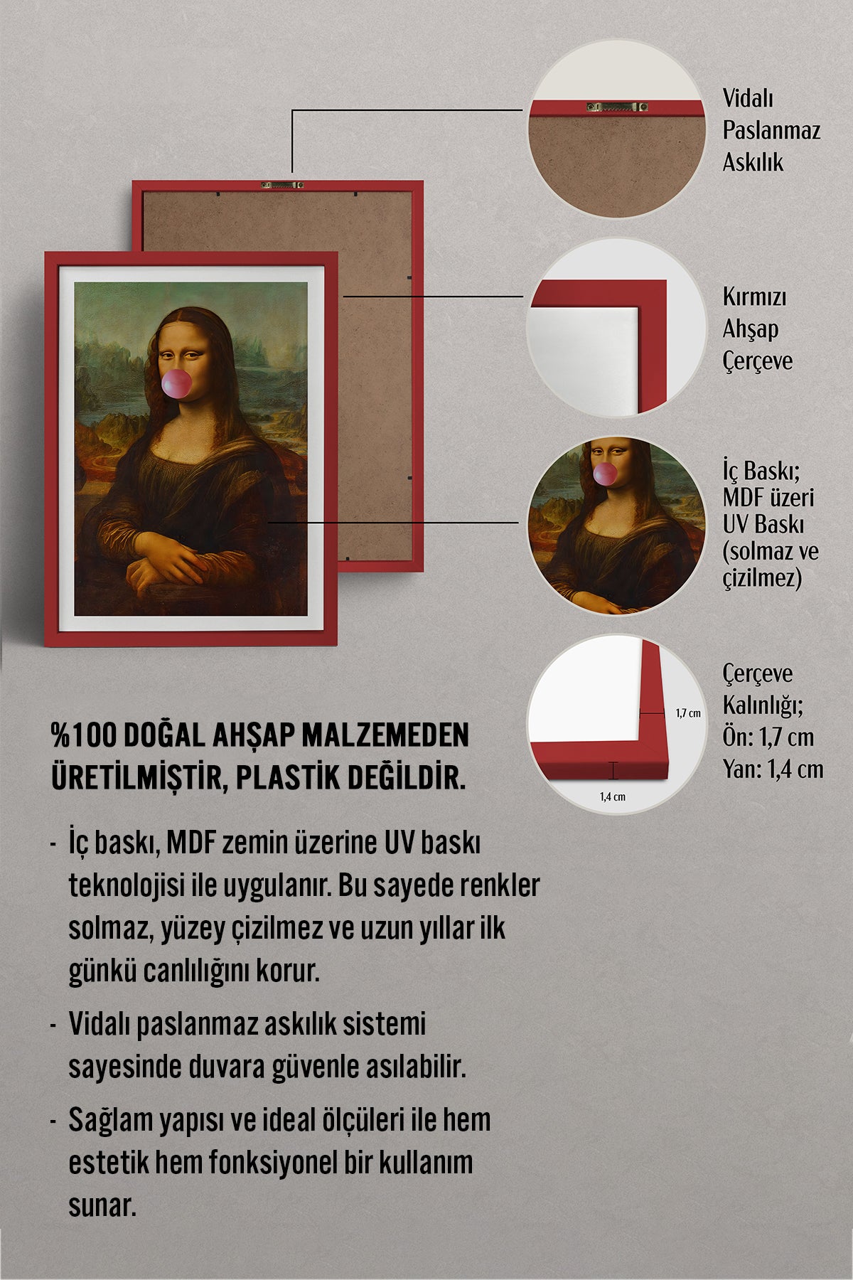 HOMEPACK Ahşap Çerçeveli Tablo Çerçeveli Poster Sanatsal Modern Duvar Dekoru TK-1098