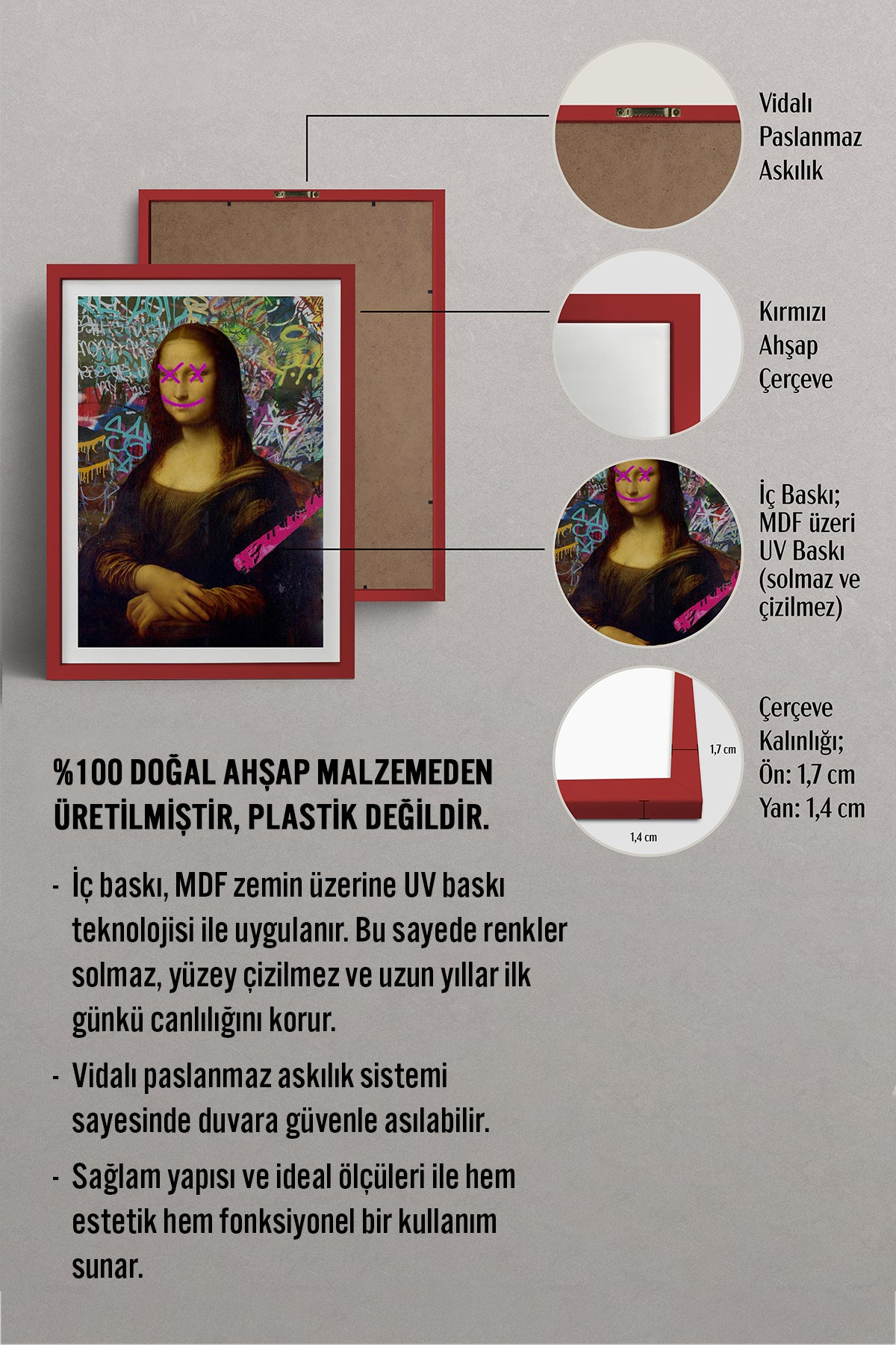 HOMEPACK Ahşap Çerçeveli Tablo Çerçeveli Poster Sanatsal Modern Duvar Dekoru TK-1099