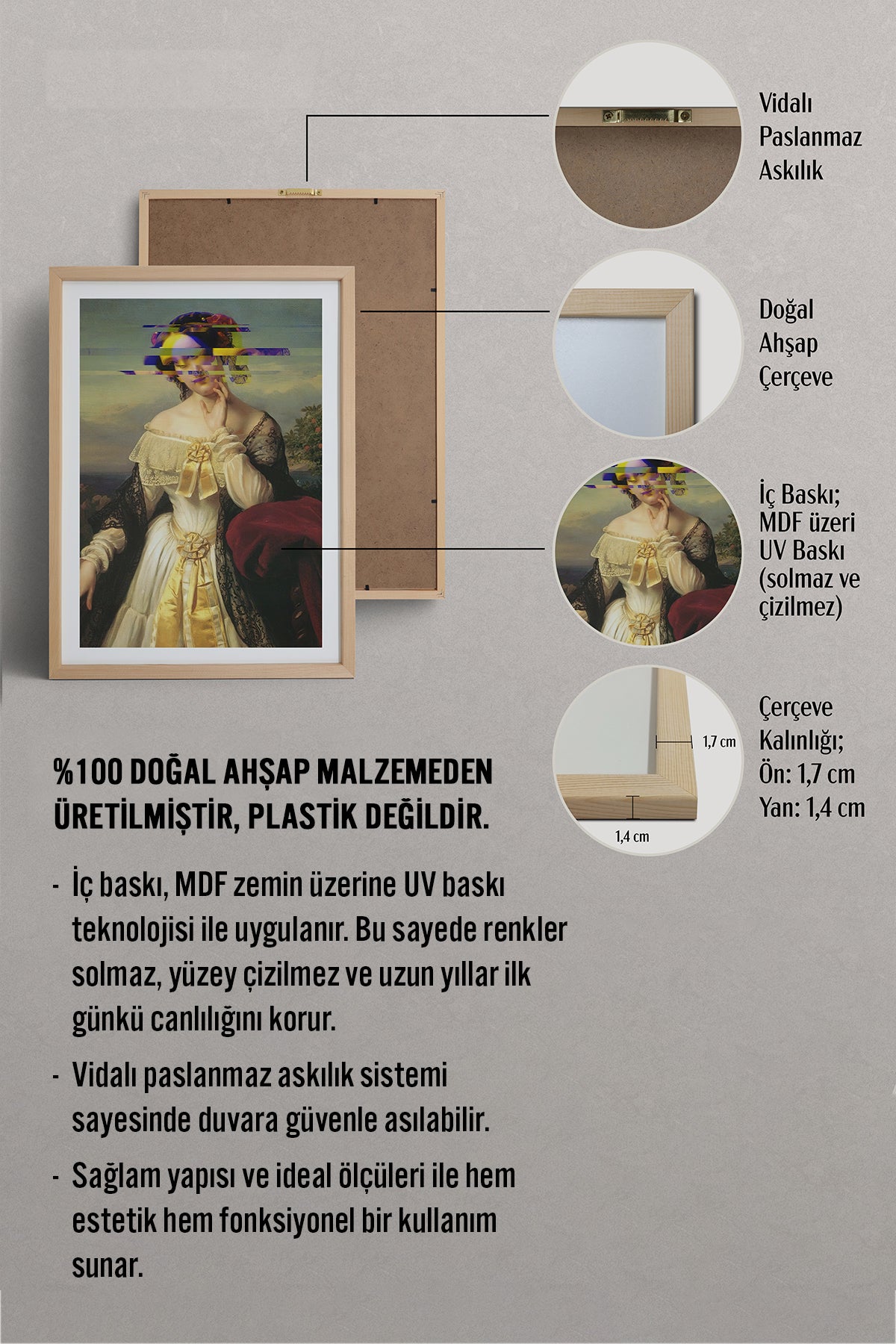 HOMEPACK Ahşap Çerçeveli Tablo Çerçeveli Poster Sanatsal Modern Duvar Dekoru TK-1100