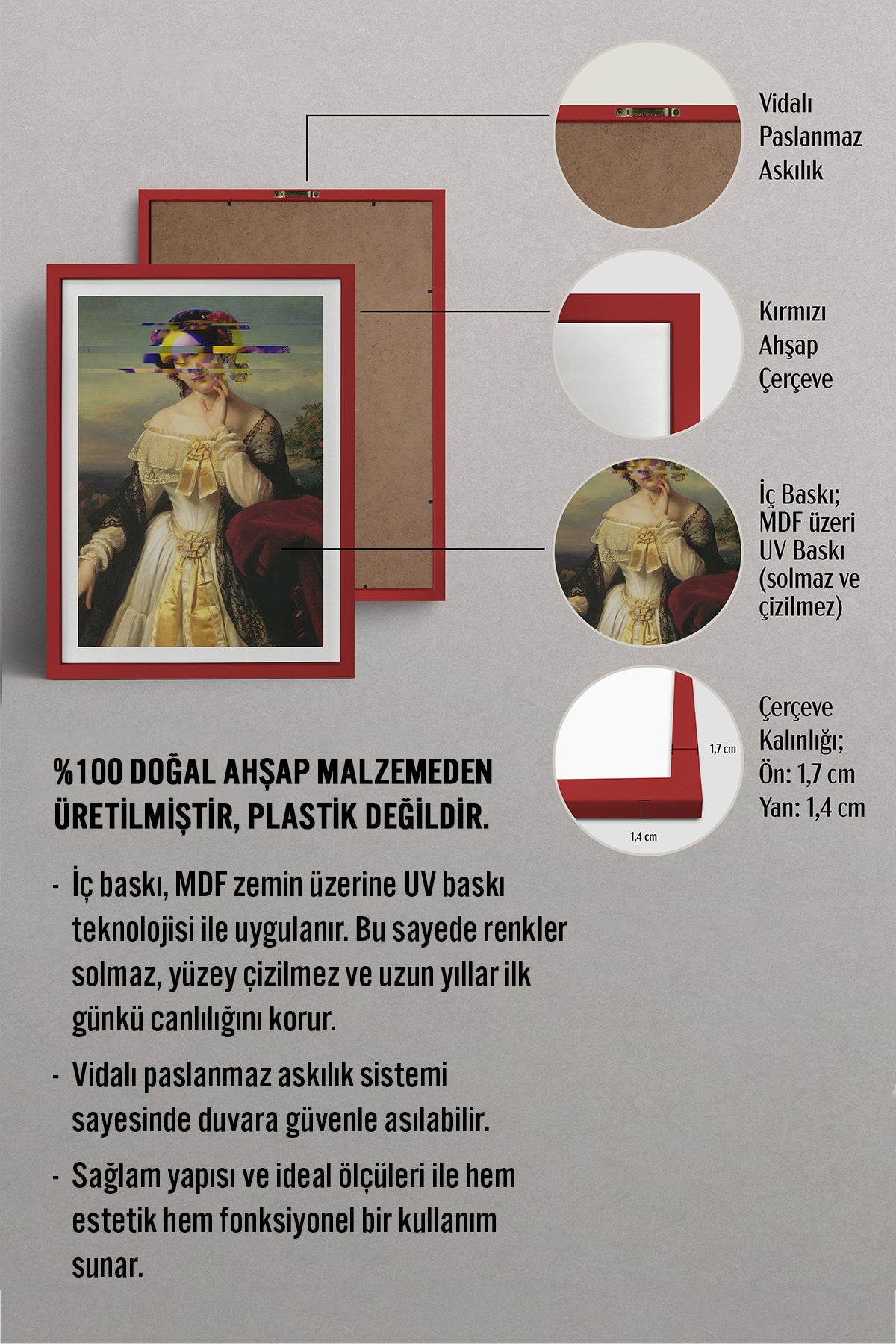 HOMEPACK Ahşap Çerçeveli Tablo Çerçeveli Poster Sanatsal Modern Duvar Dekoru TK-1100