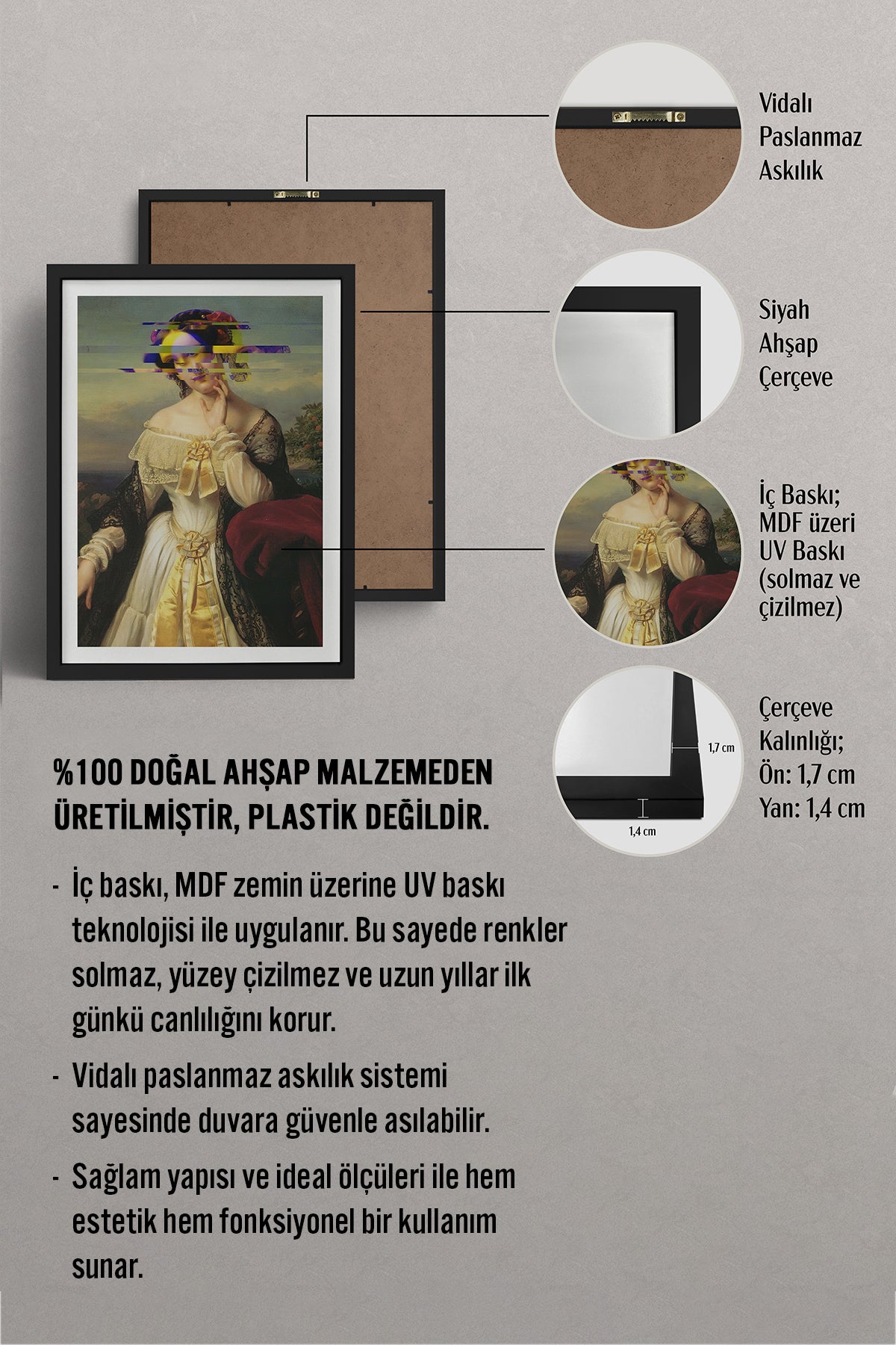 HOMEPACK Ahşap Çerçeveli Tablo Çerçeveli Poster Sanatsal Modern Duvar Dekoru TK-1100