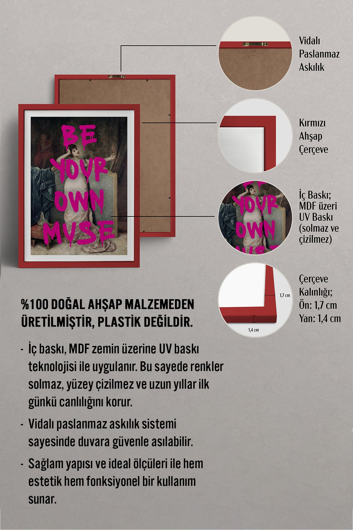 HOMEPACK Ahşap Çerçeveli Tablo Çerçeveli Poster Sanatsal Modern Duvar Dekoru TK-1102