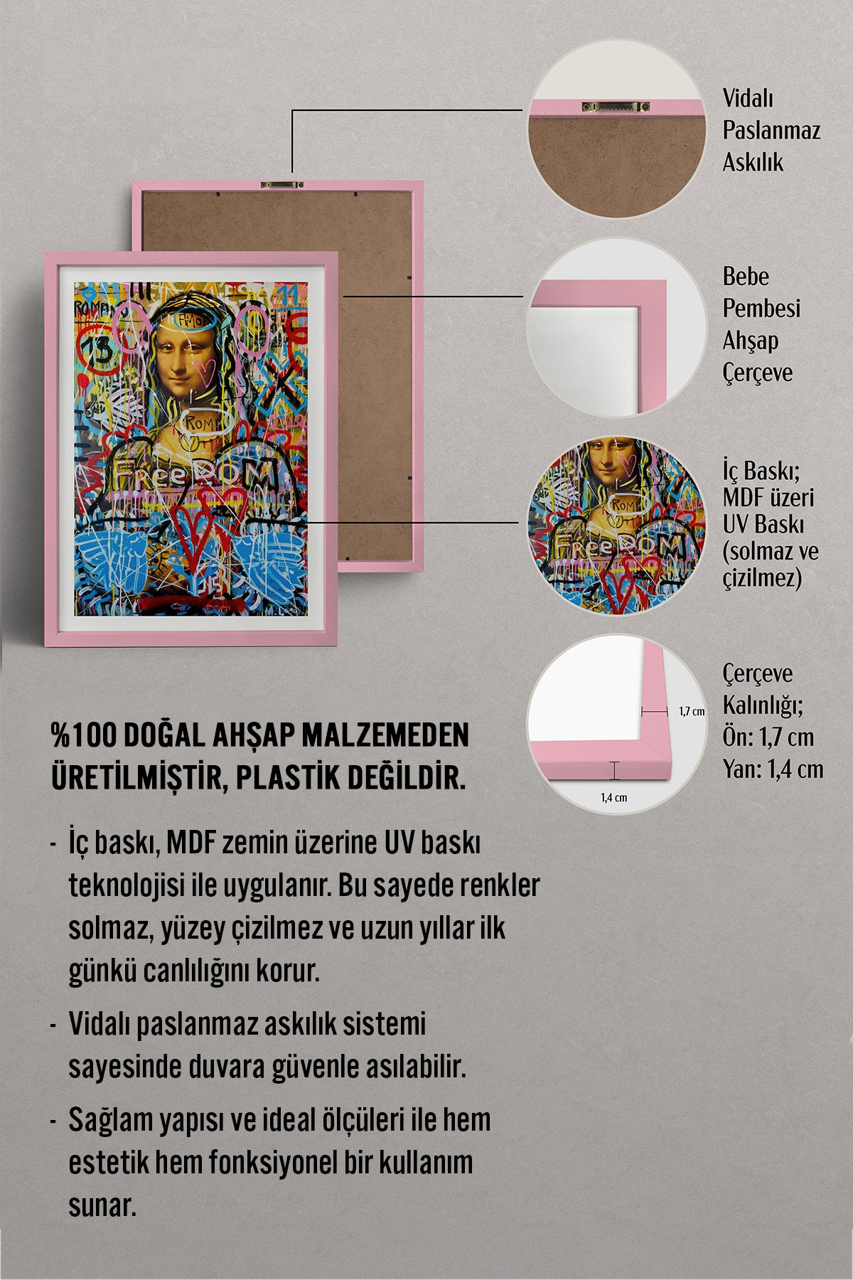 HOMEPACK Ahşap Çerçeveli Tablo Çerçeveli Poster Sanatsal Modern Duvar Dekoru TK-1103