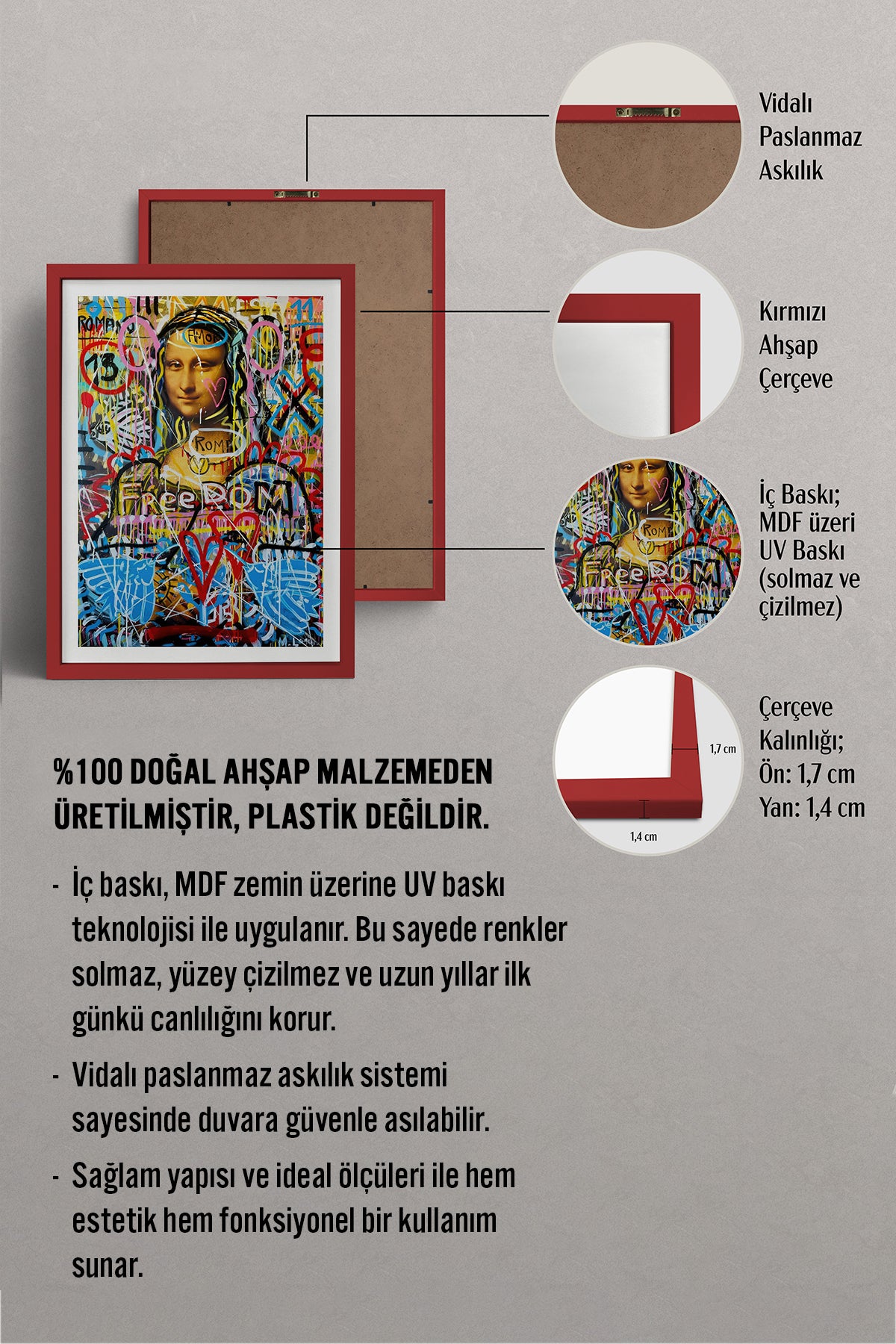 HOMEPACK Ahşap Çerçeveli Tablo Çerçeveli Poster Sanatsal Modern Duvar Dekoru TK-1103