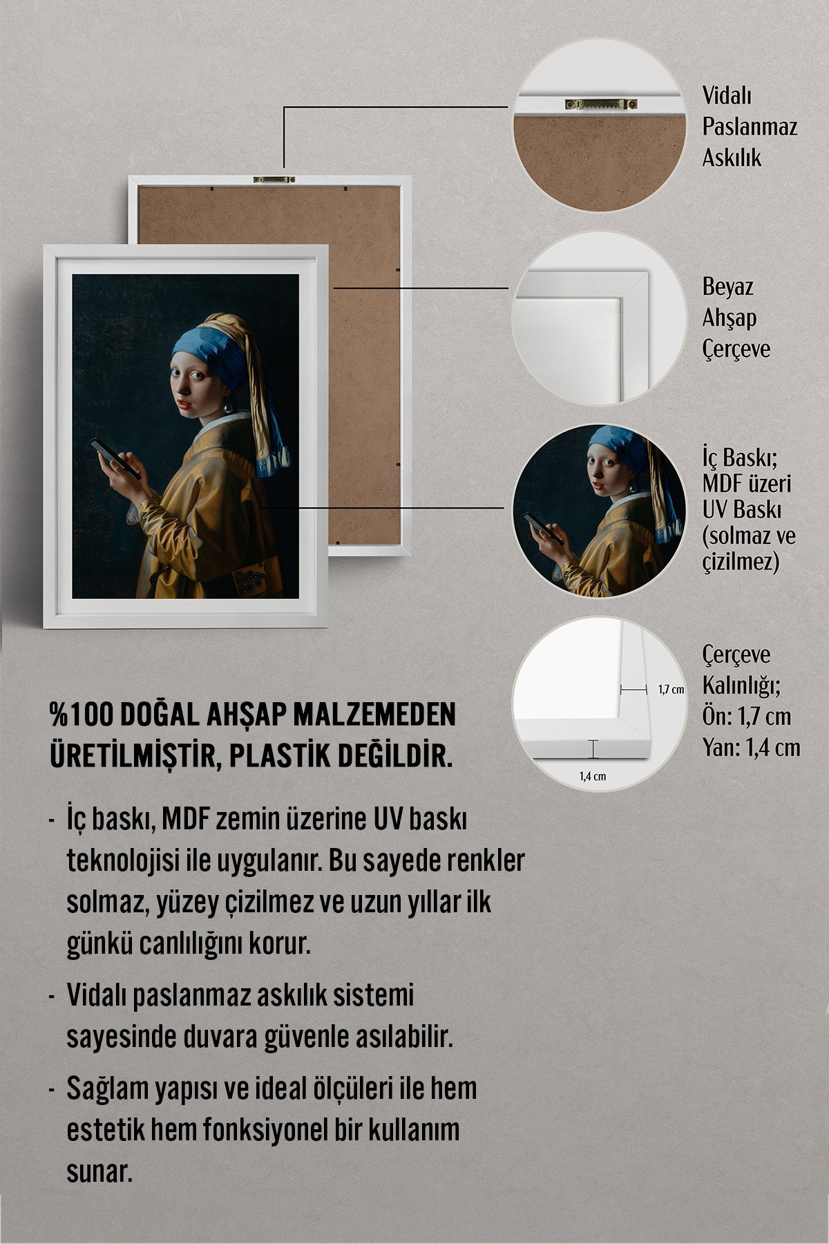 HOMEPACK Ahşap Çerçeveli Tablo Çerçeveli Poster Sanatsal Modern Duvar Dekoru TK-1104