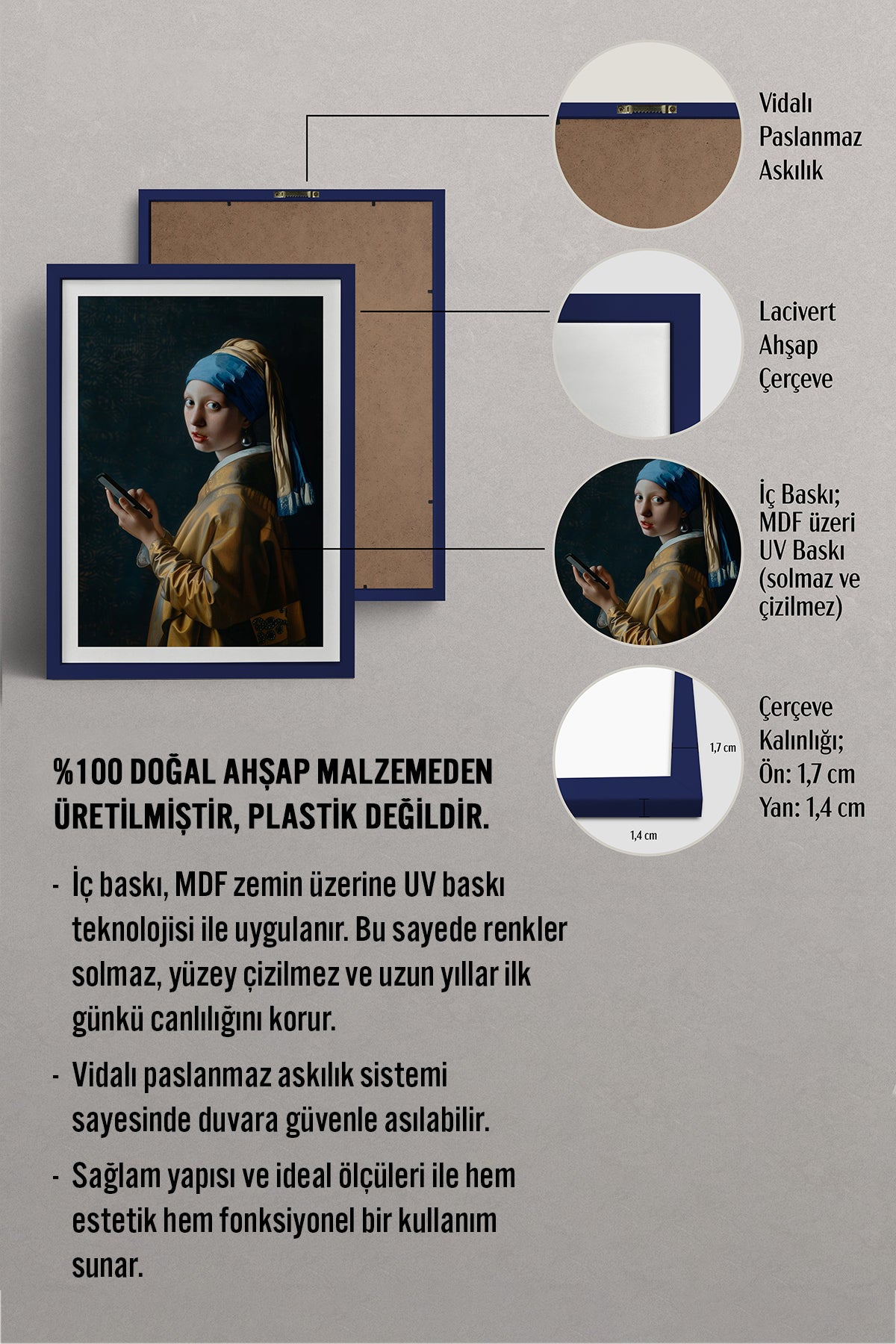 HOMEPACK Ahşap Çerçeveli Tablo Çerçeveli Poster Sanatsal Modern Duvar Dekoru TK-1104