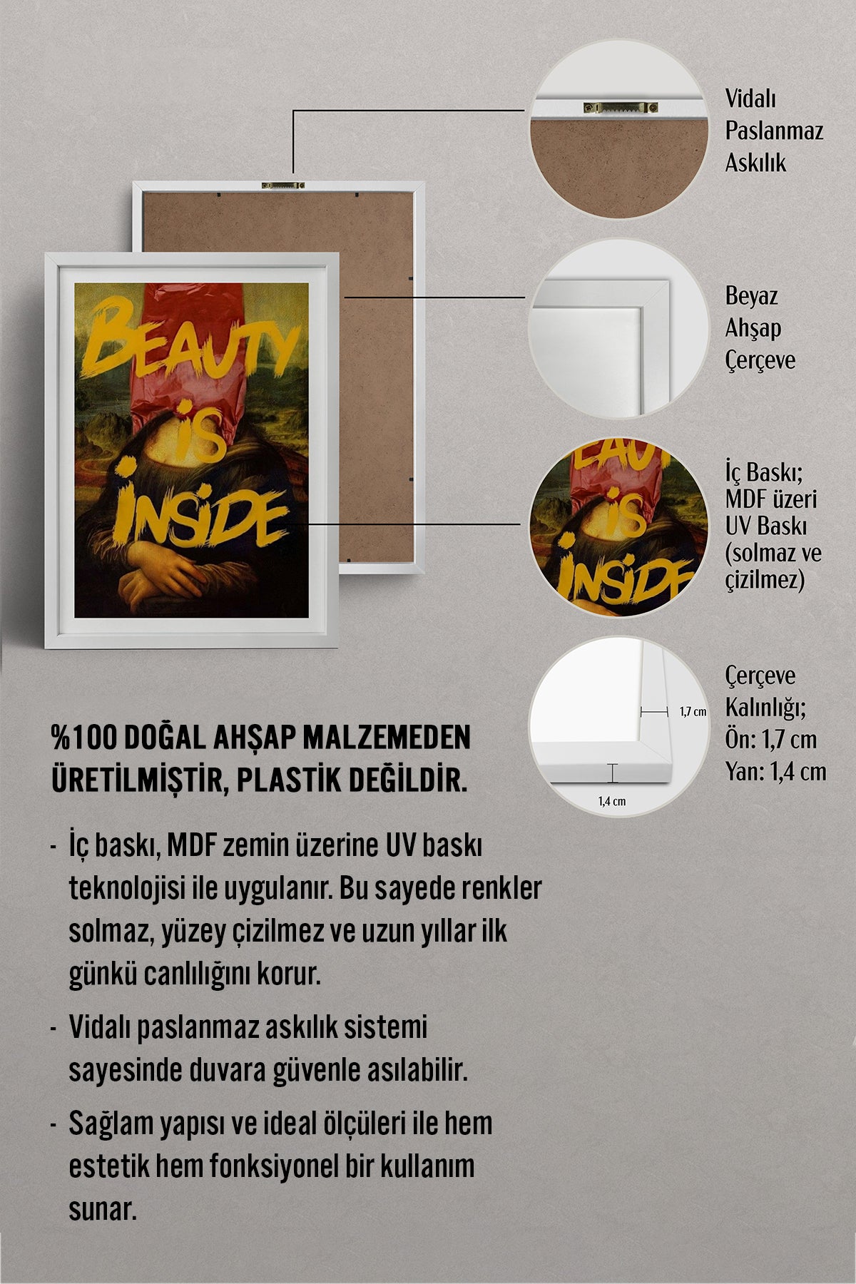 HOMEPACK Ahşap Çerçeveli Tablo Çerçeveli Poster Sanatsal Modern Duvar Dekoru TK-1105