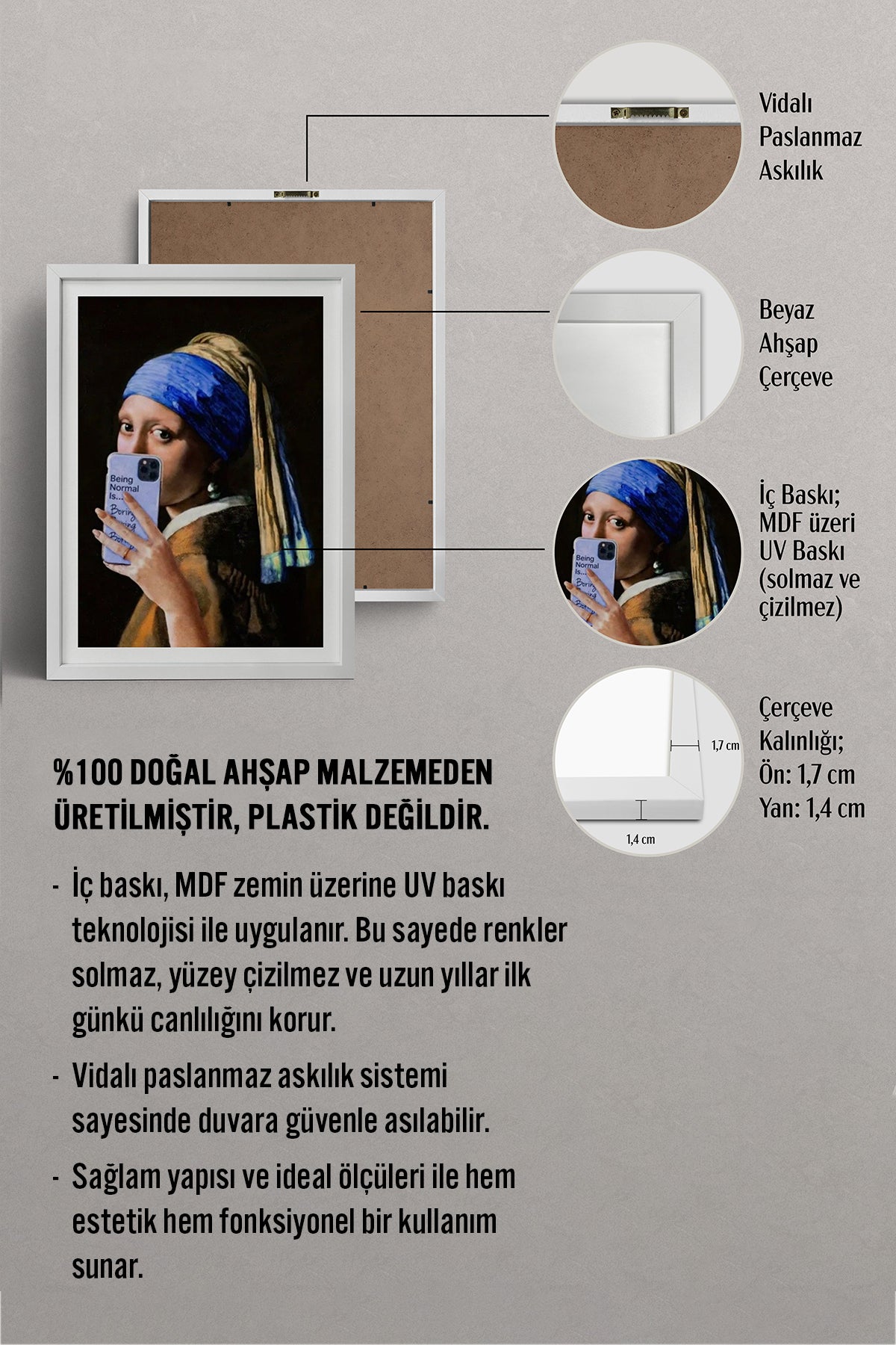 HOMEPACK Ahşap Çerçeveli Tablo Çerçeveli Poster Sanatsal Modern Duvar Dekoru TK-1106