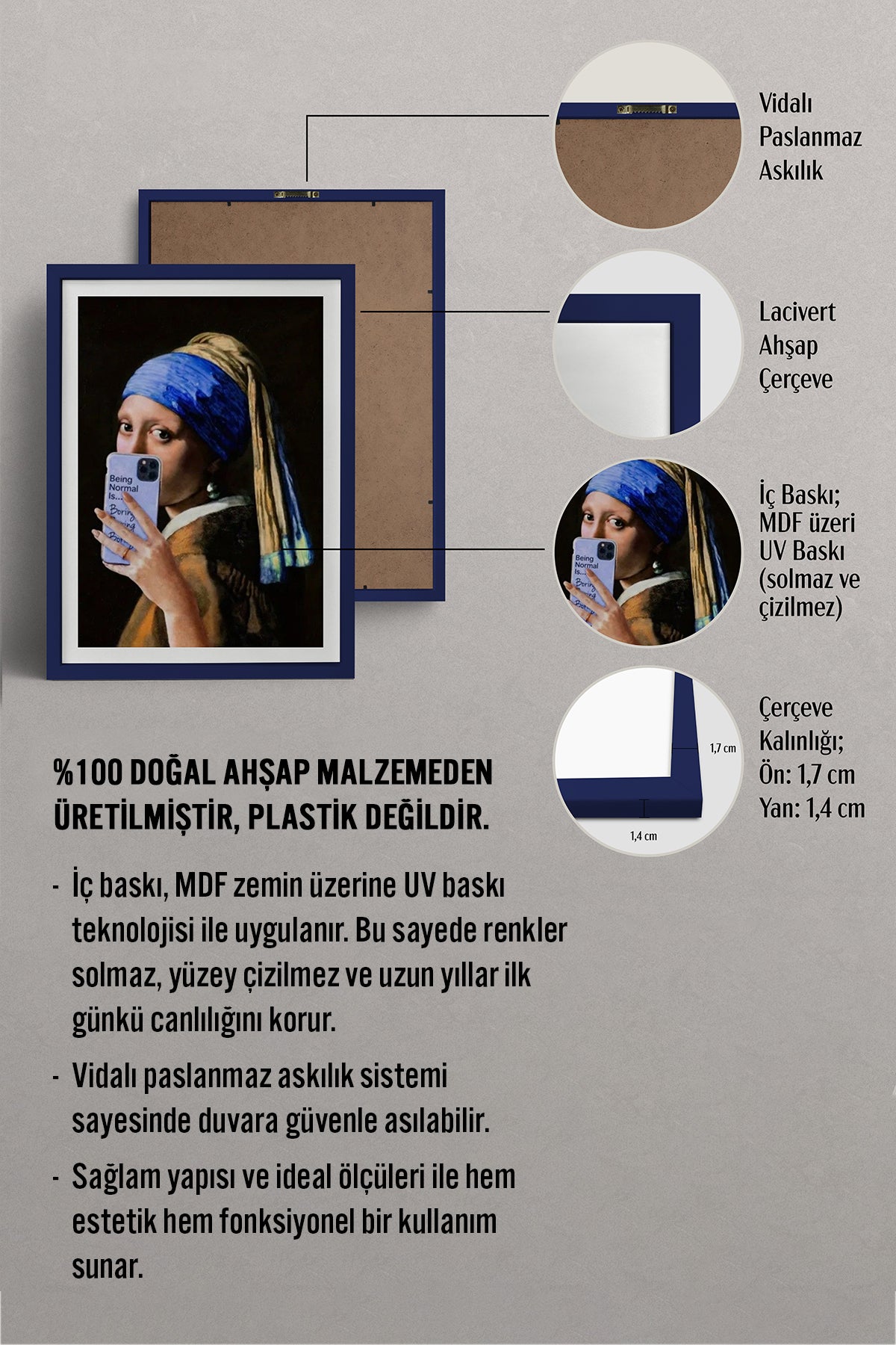 HOMEPACK Ahşap Çerçeveli Tablo Çerçeveli Poster Sanatsal Modern Duvar Dekoru TK-1106
