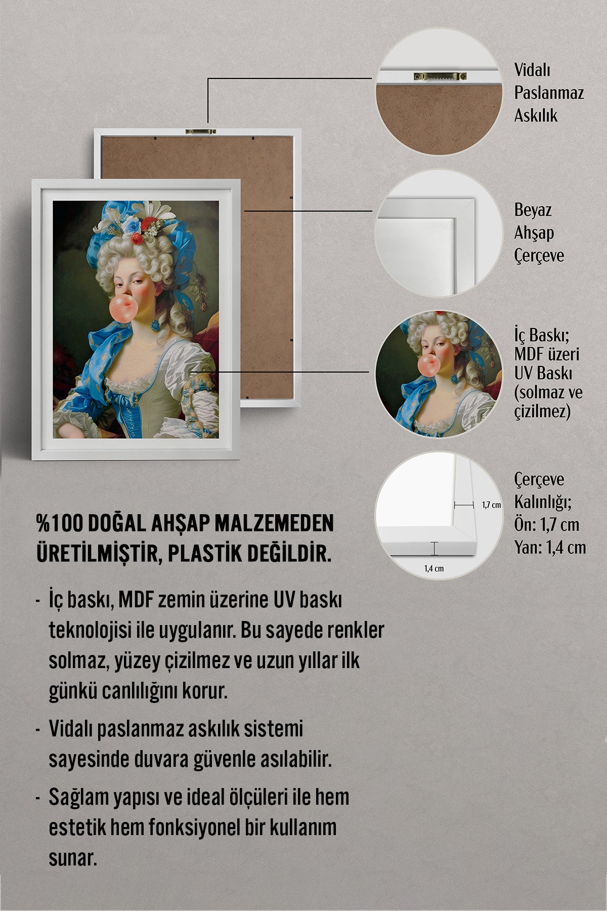 HOMEPACK Ahşap Çerçeveli Tablo Çerçeveli Poster Sanatsal Modern Duvar Dekoru TK-1107