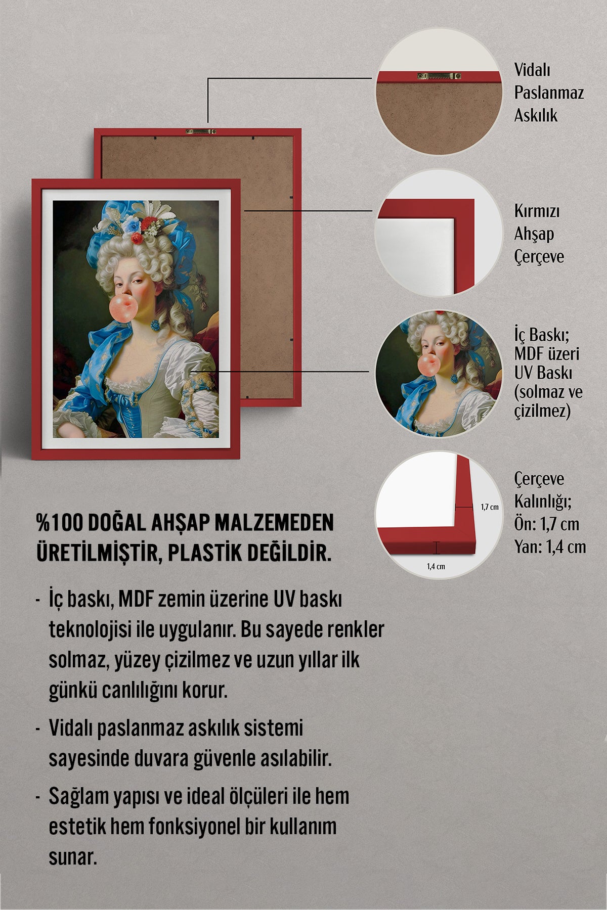 HOMEPACK Ahşap Çerçeveli Tablo Çerçeveli Poster Sanatsal Modern Duvar Dekoru TK-1107