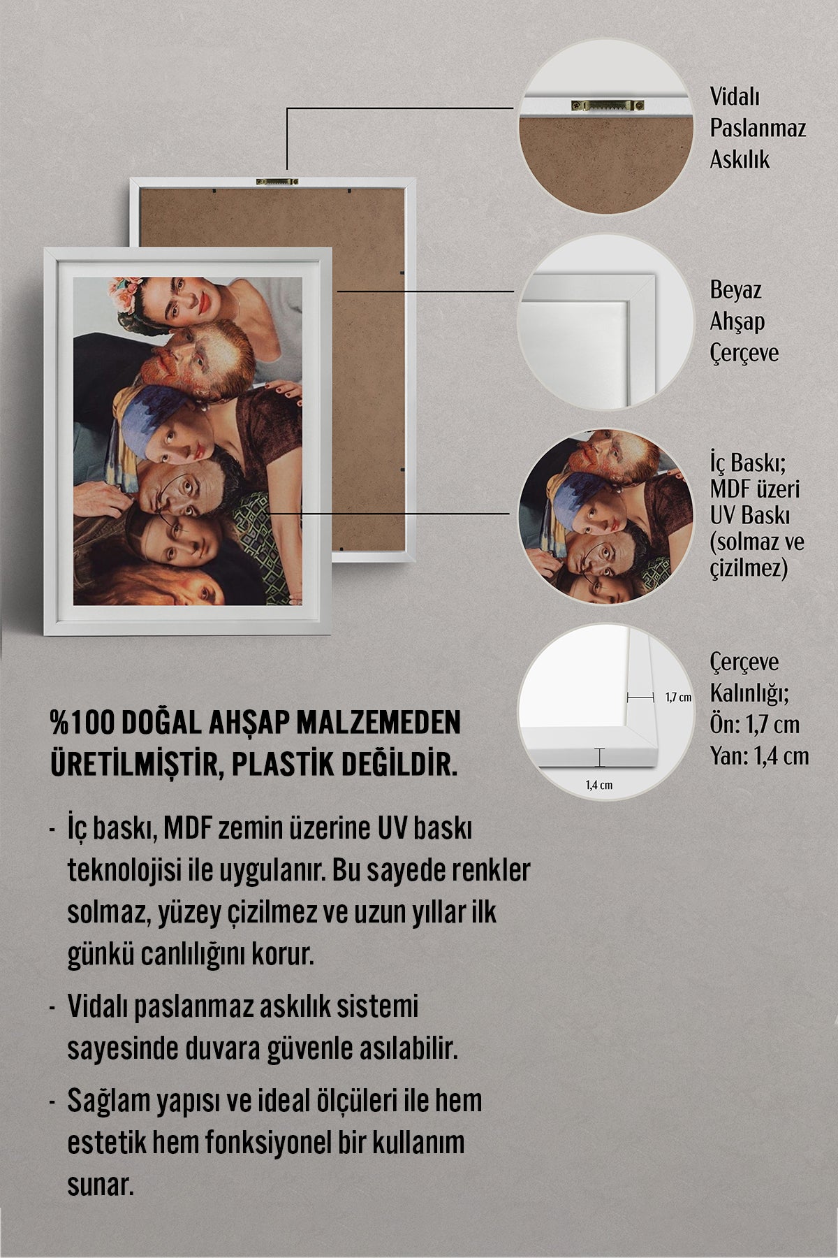 HOMEPACK Ahşap Çerçeveli Tablo Çerçeveli Poster Sanatsal Modern Duvar Dekoru TK-1108