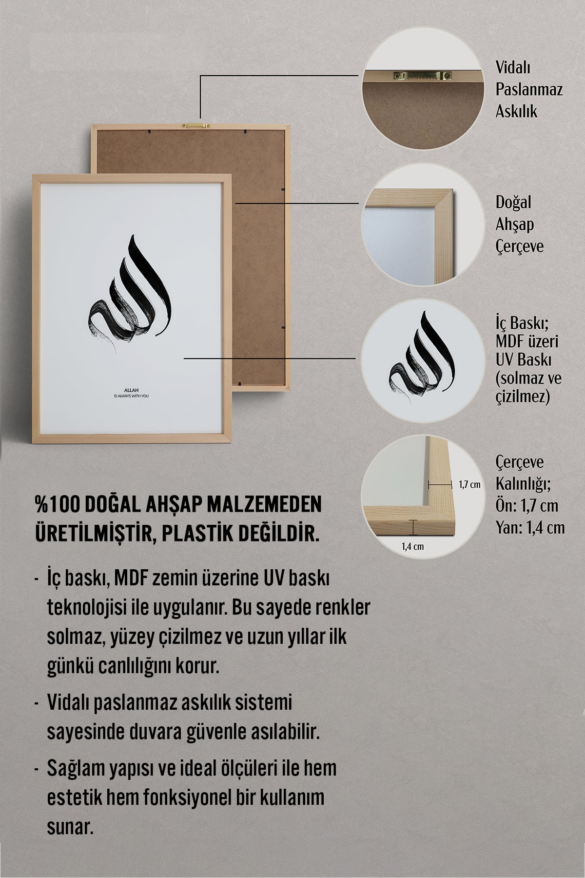 HOMEPACK Ahşap Çerçeveli Tablo Çerçeveli Poster Sanatsal Modern Duvar Dekoru TK-1167