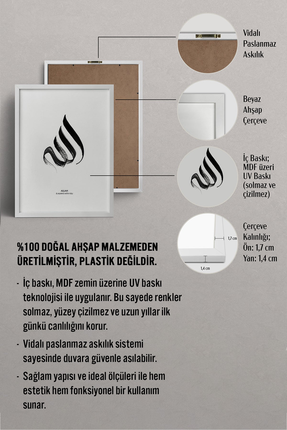 HOMEPACK Ahşap Çerçeveli Tablo Çerçeveli Poster Sanatsal Modern Duvar Dekoru TK-1167