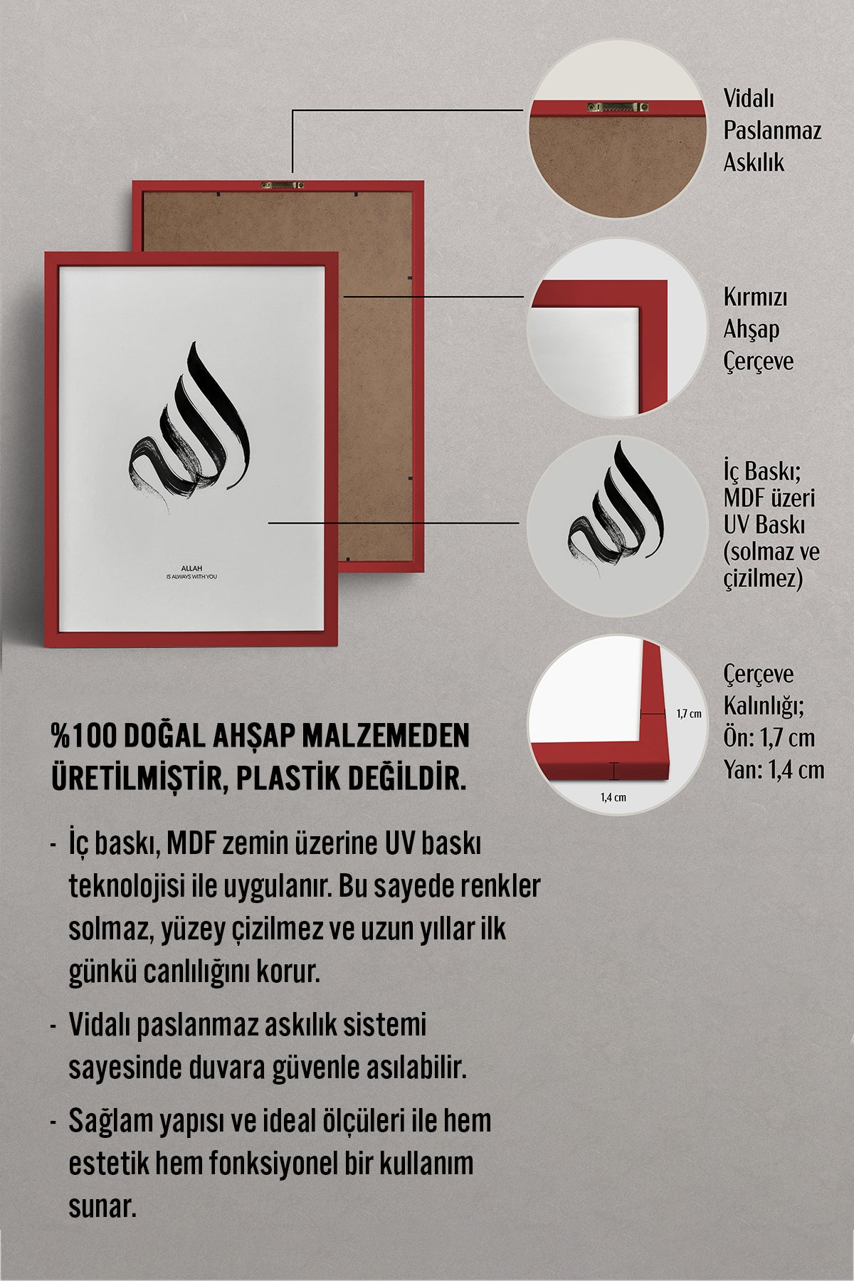 HOMEPACK Ahşap Çerçeveli Tablo Çerçeveli Poster Sanatsal Modern Duvar Dekoru TK-1167