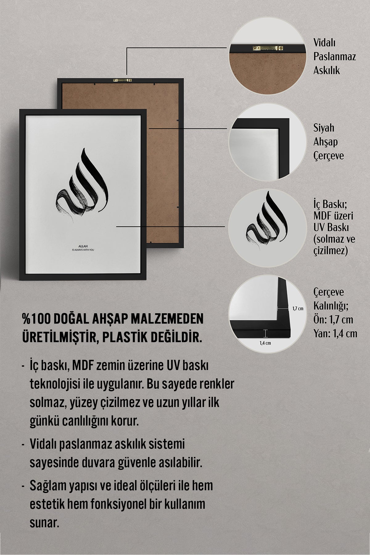 HOMEPACK Ahşap Çerçeveli Tablo Çerçeveli Poster Sanatsal Modern Duvar Dekoru TK-1167