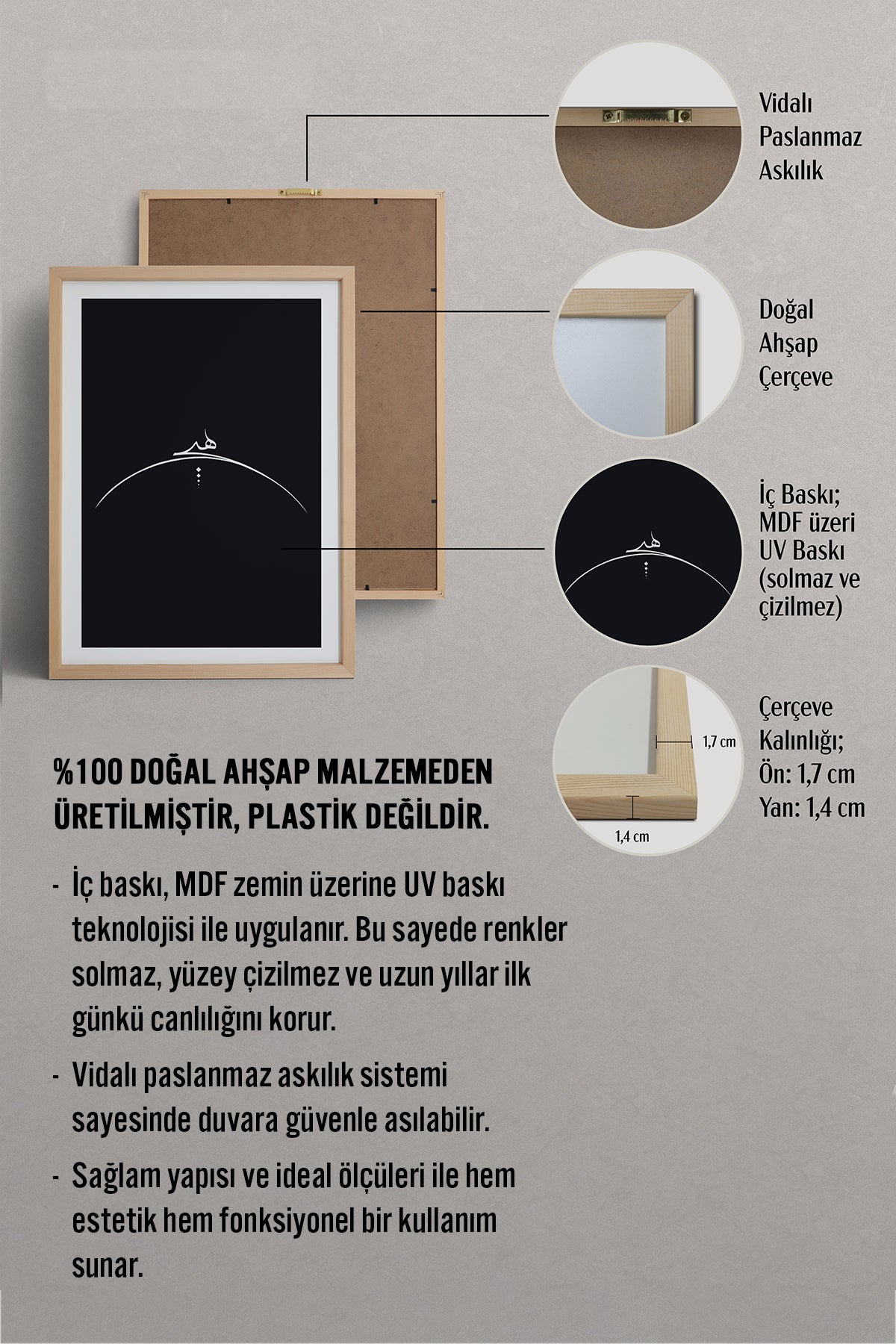 HOMEPACK Ahşap Çerçeveli Tablo Çerçeveli Poster Sanatsal Modern Duvar Dekoru TK-1176