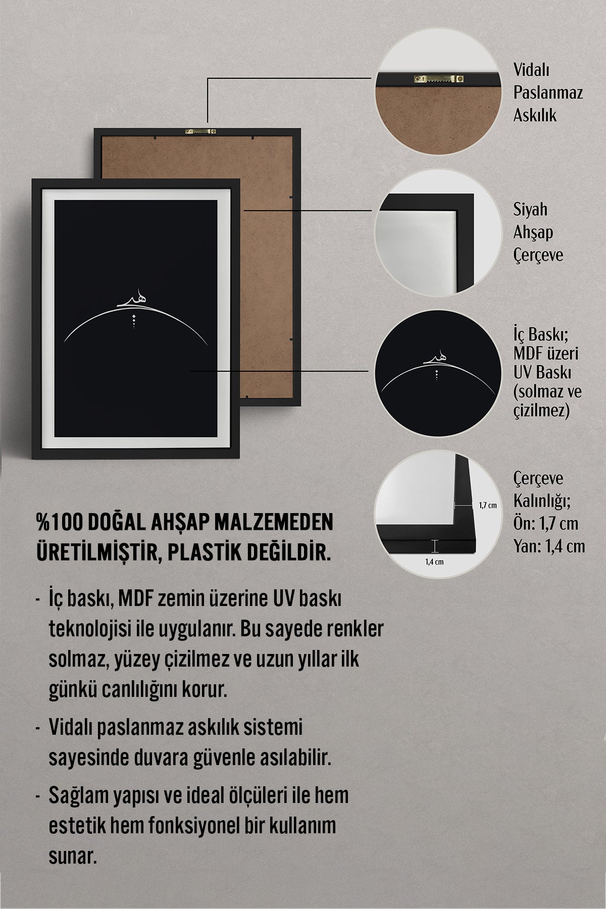 HOMEPACK Ahşap Çerçeveli Tablo Çerçeveli Poster Sanatsal Modern Duvar Dekoru TK-1176