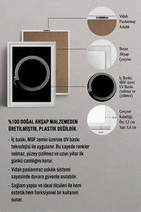 HOMEPACK Ahşap Çerçeveli Tablo Çerçeveli Poster Sanatsal Modern Duvar Dekoru TK-1177