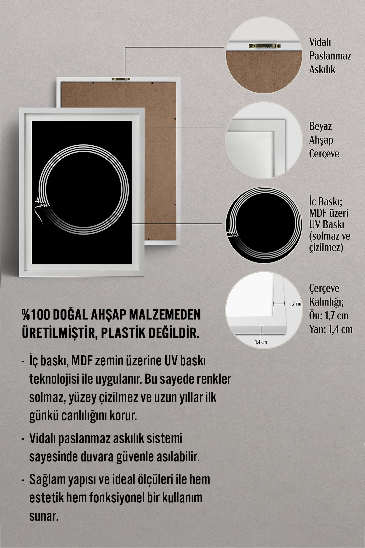 HOMEPACK Ahşap Çerçeveli Tablo Çerçeveli Poster Sanatsal Modern Duvar Dekoru TK-1177