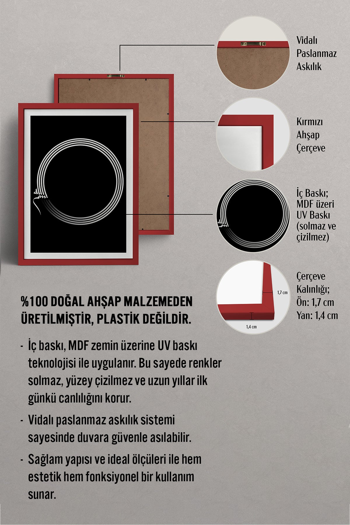 HOMEPACK Ahşap Çerçeveli Tablo Çerçeveli Poster Sanatsal Modern Duvar Dekoru TK-1177