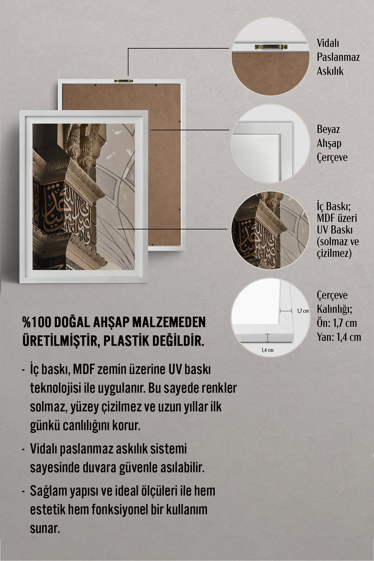 HOMEPACK Ahşap Çerçeveli Tablo Çerçeveli Poster Sanatsal Modern Duvar Dekoru TK-1180