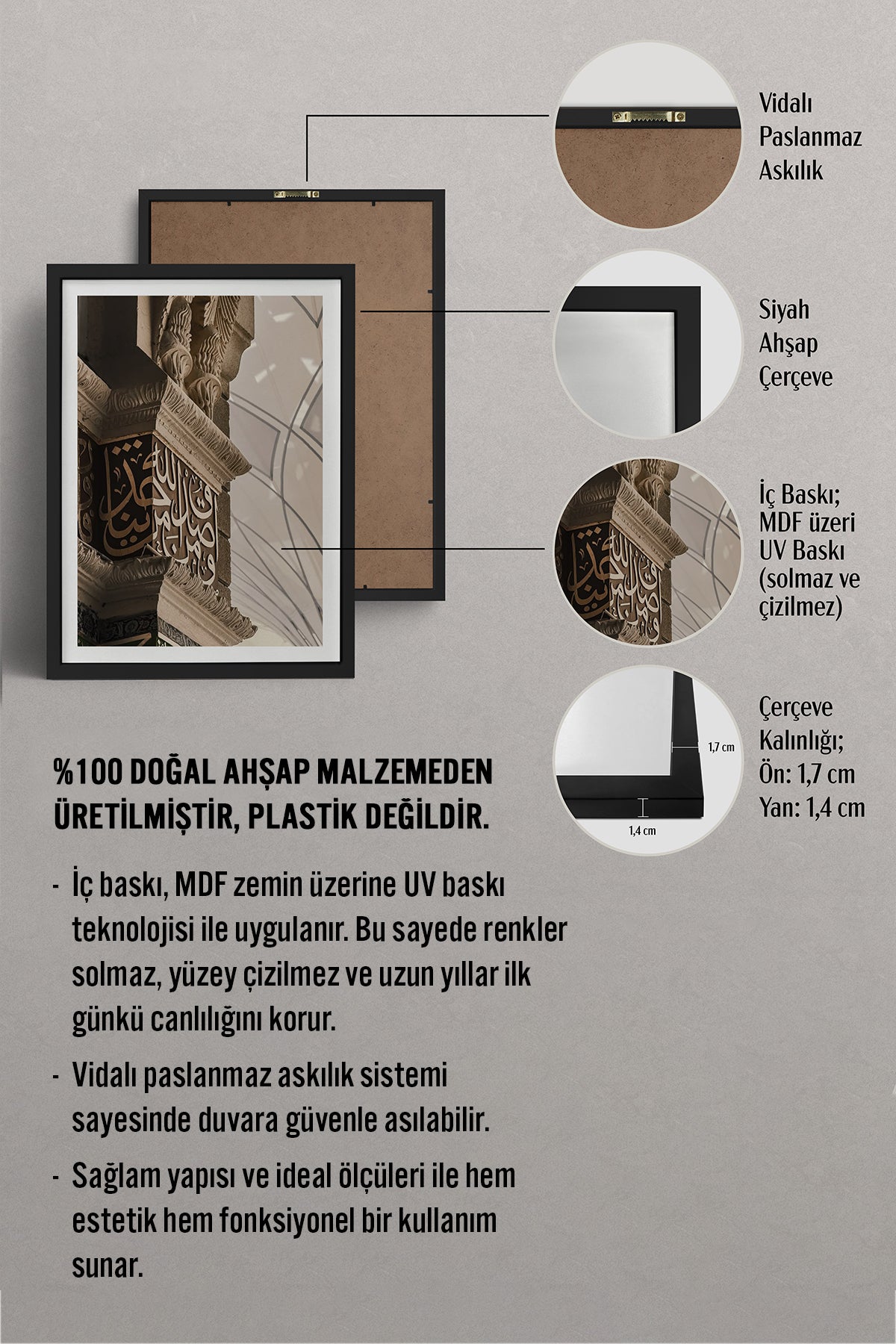 HOMEPACK Ahşap Çerçeveli Tablo Çerçeveli Poster Sanatsal Modern Duvar Dekoru TK-1180
