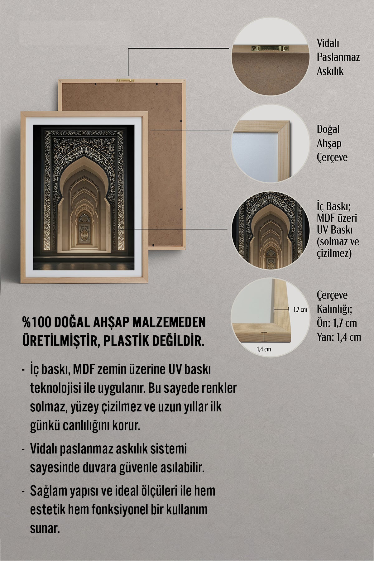 HOMEPACK Ahşap Çerçeveli Tablo Çerçeveli Poster Sanatsal Modern Duvar Dekoru TK-1181
