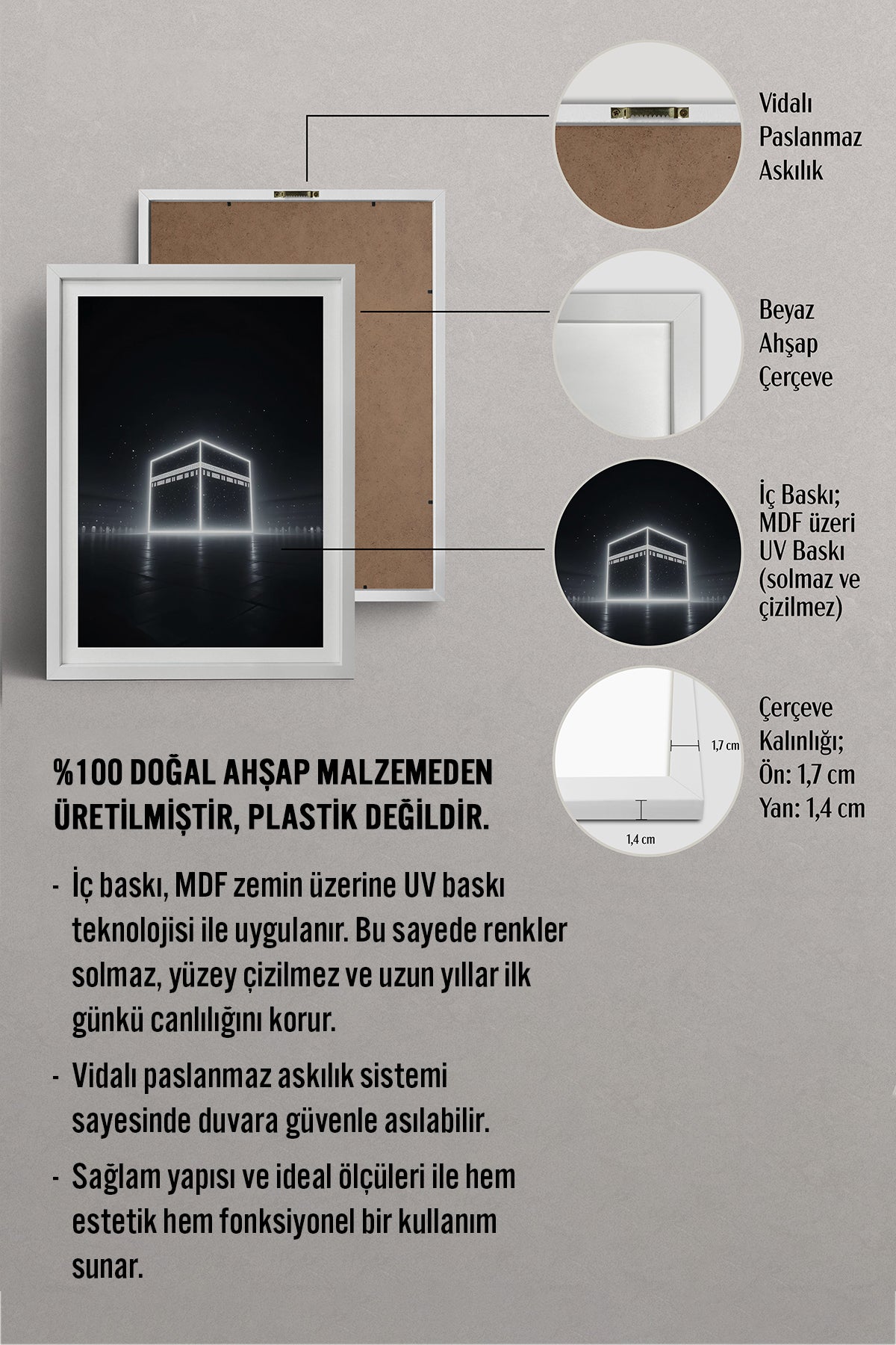 HOMEPACK Ahşap Çerçeveli Tablo Çerçeveli Poster Sanatsal Modern Duvar Dekoru TK-1182