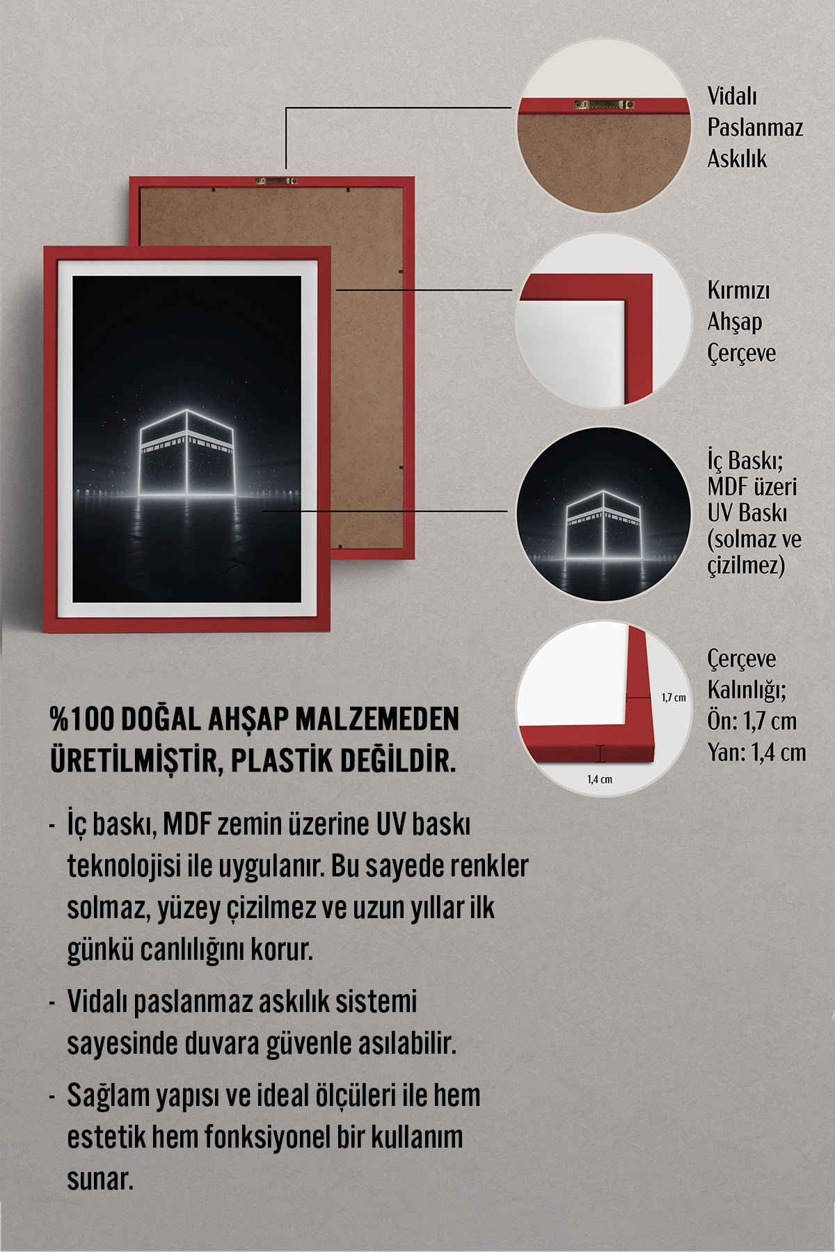 HOMEPACK Ahşap Çerçeveli Tablo Çerçeveli Poster Sanatsal Modern Duvar Dekoru TK-1182