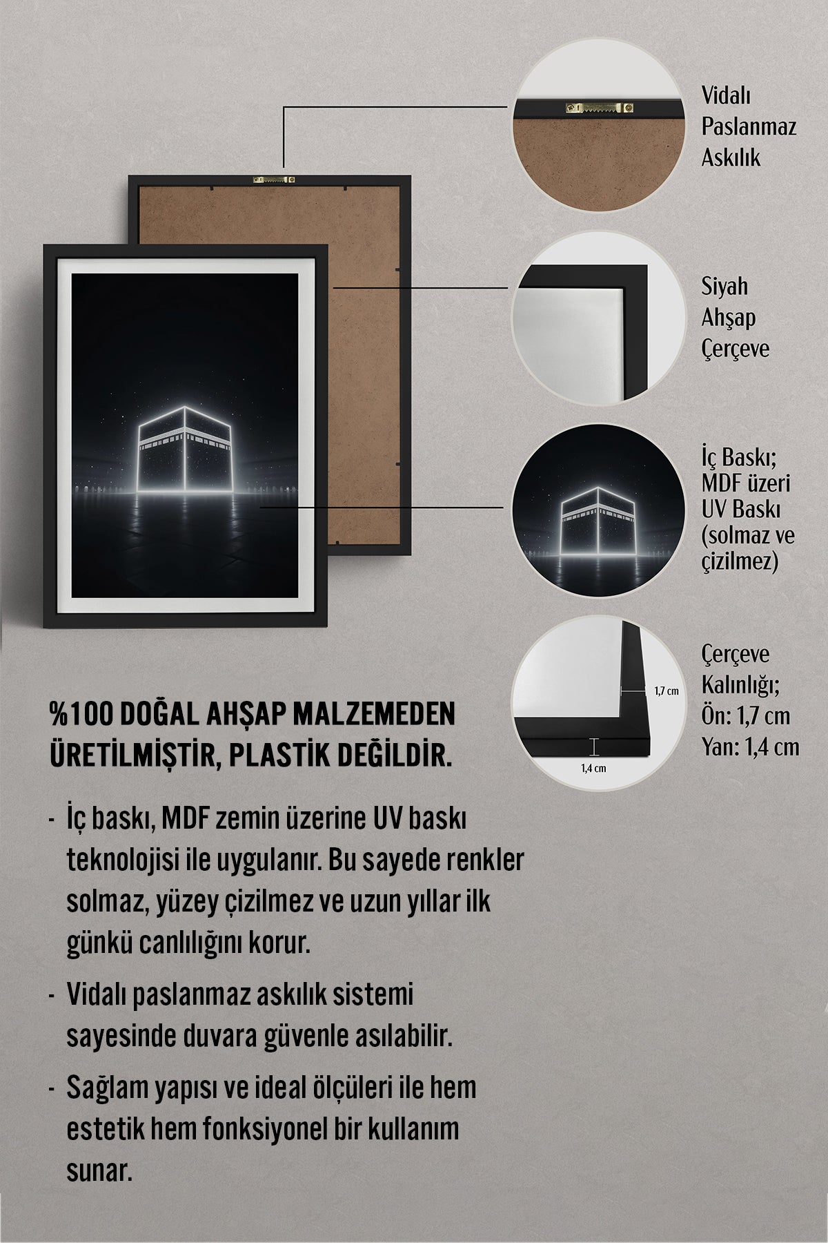 HOMEPACK Ahşap Çerçeveli Tablo Çerçeveli Poster Sanatsal Modern Duvar Dekoru TK-1182