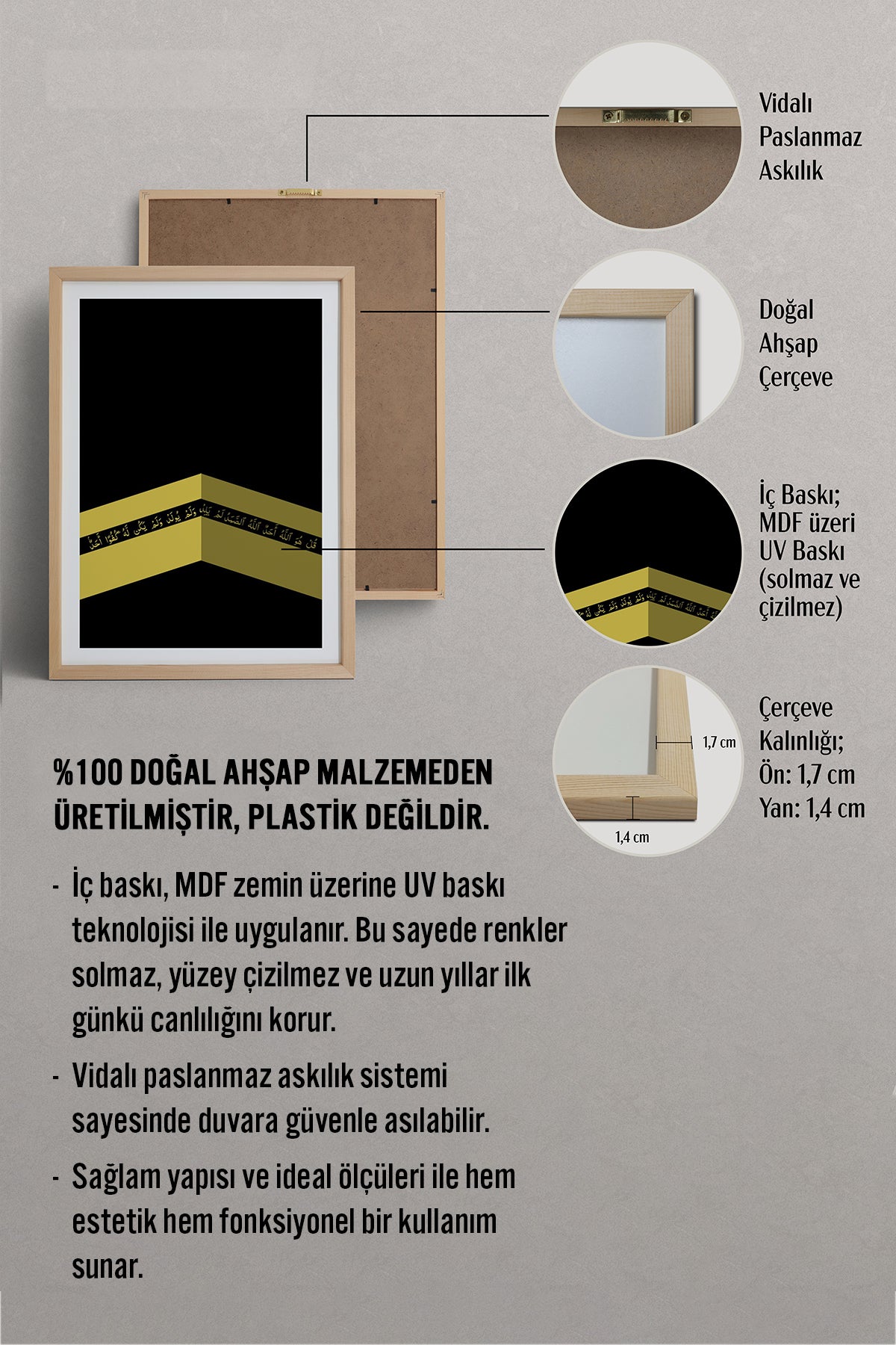 HOMEPACK Ahşap Çerçeveli Tablo Çerçeveli Poster Sanatsal Modern Duvar Dekoru TK-1183