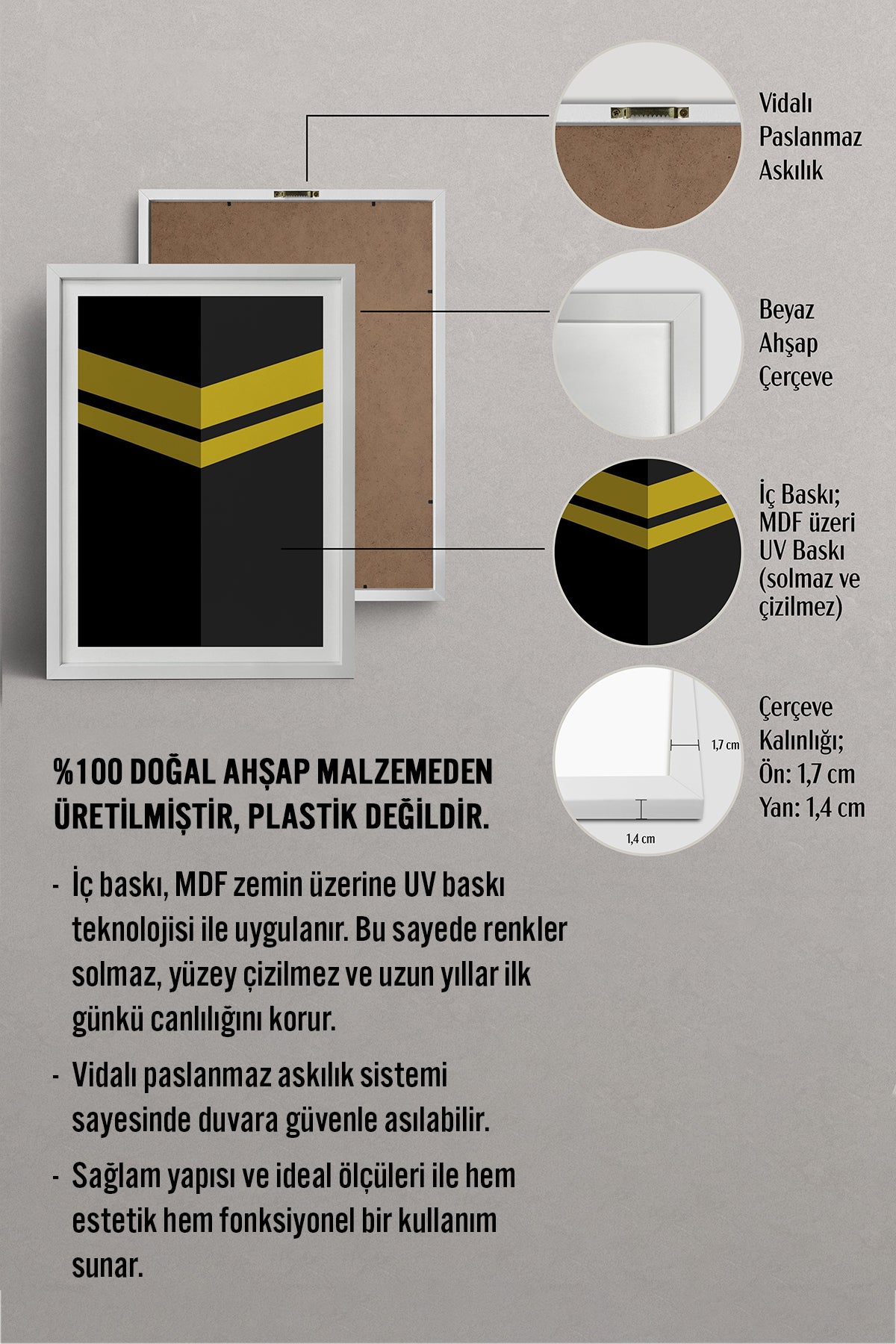 HOMEPACK Ahşap Çerçeveli Tablo Çerçeveli Poster Sanatsal Modern Duvar Dekoru TK-1184