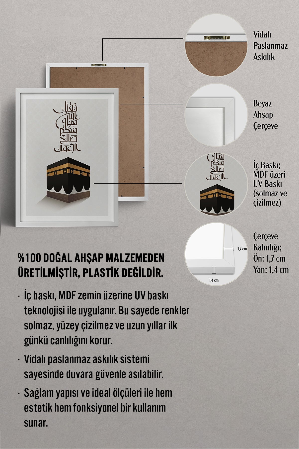HOMEPACK Ahşap Çerçeveli Tablo Çerçeveli Poster Sanatsal Modern Duvar Dekoru TK-1196