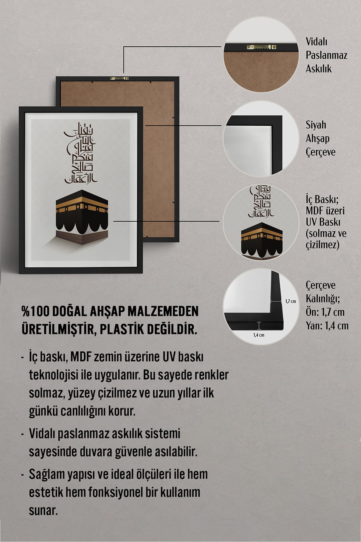 HOMEPACK Ahşap Çerçeveli Tablo Çerçeveli Poster Sanatsal Modern Duvar Dekoru TK-1196