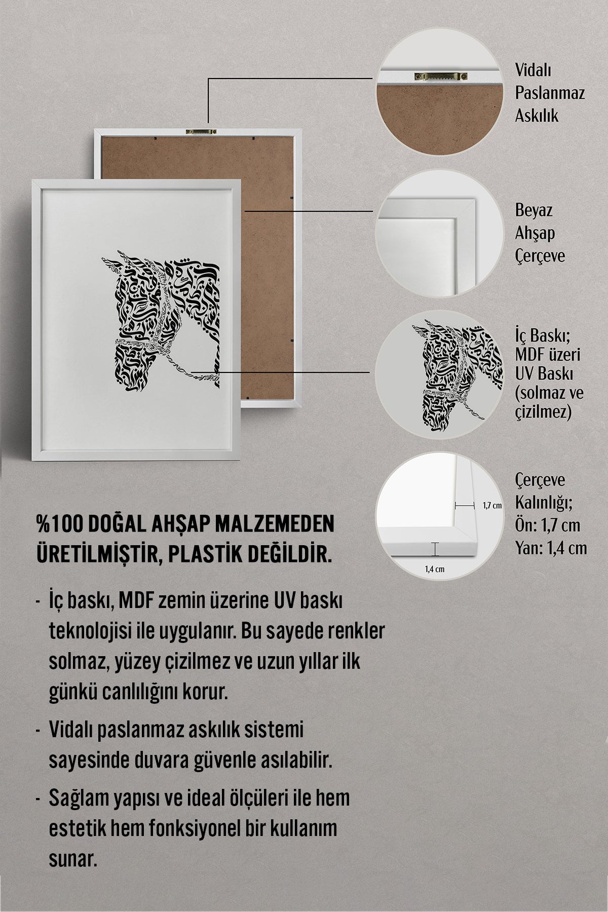 HOMEPACK Ahşap Çerçeveli Tablo Çerçeveli Poster Sanatsal Modern Duvar Dekoru TK-1197