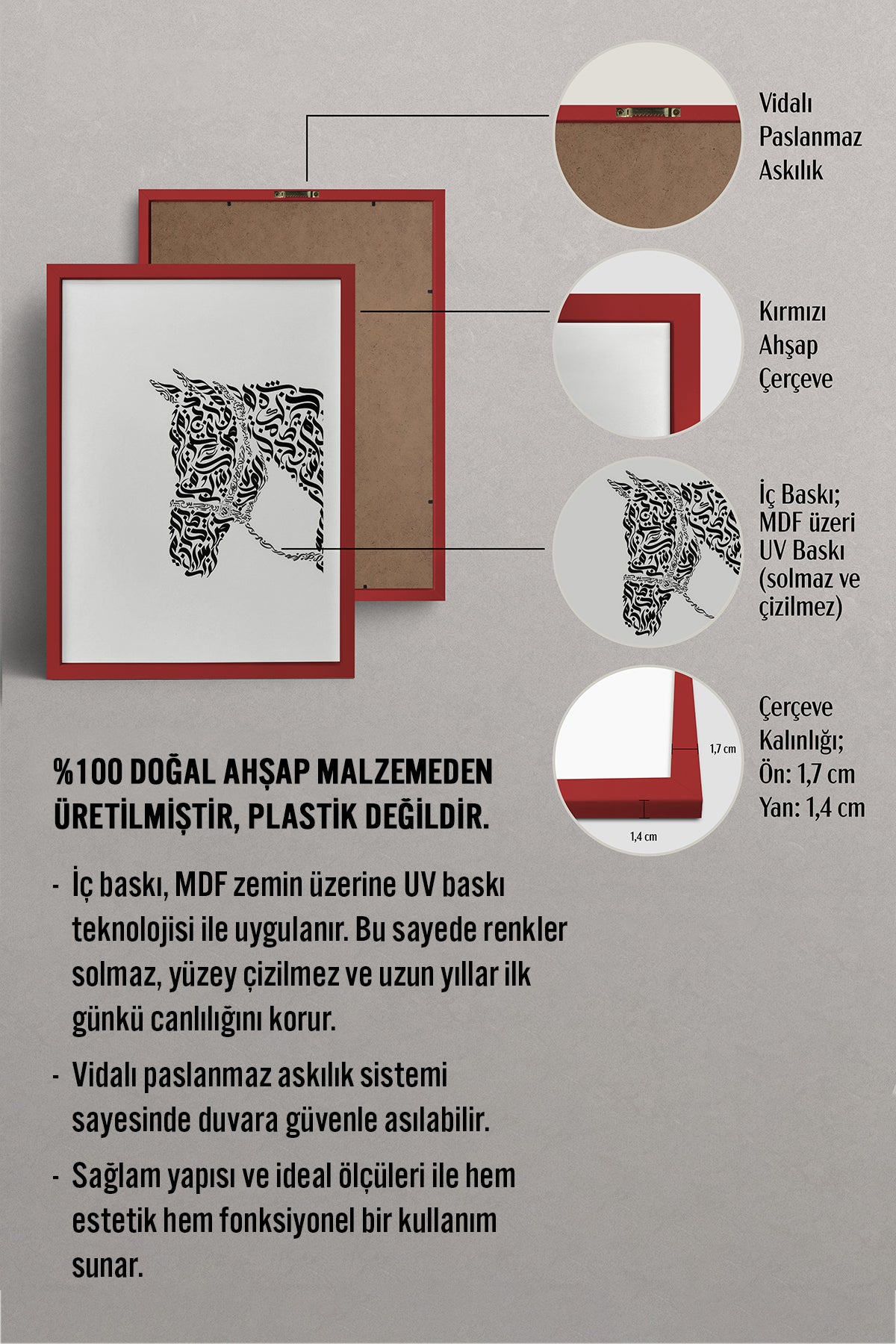 HOMEPACK Ahşap Çerçeveli Tablo Çerçeveli Poster Sanatsal Modern Duvar Dekoru TK-1197