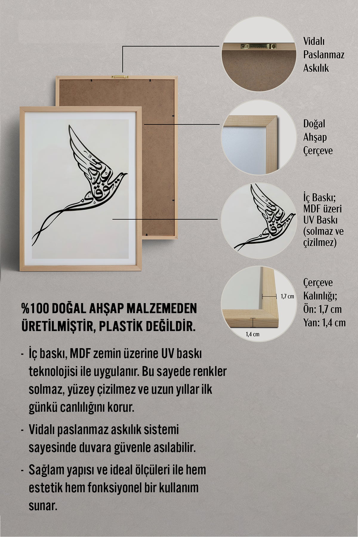 HOMEPACK Ahşap Çerçeveli Tablo Çerçeveli Poster Sanatsal Modern Duvar Dekoru TK-1201