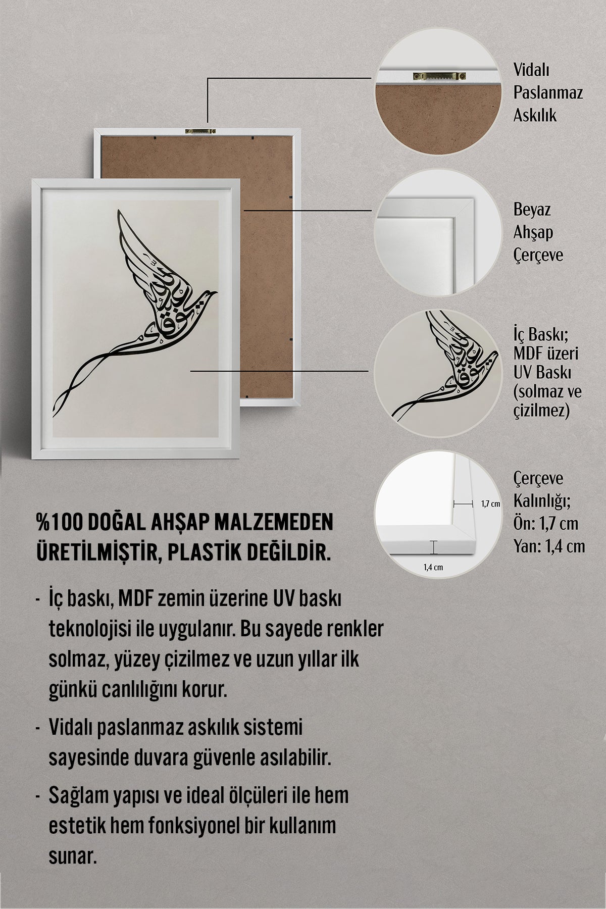HOMEPACK Ahşap Çerçeveli Tablo Çerçeveli Poster Sanatsal Modern Duvar Dekoru TK-1201