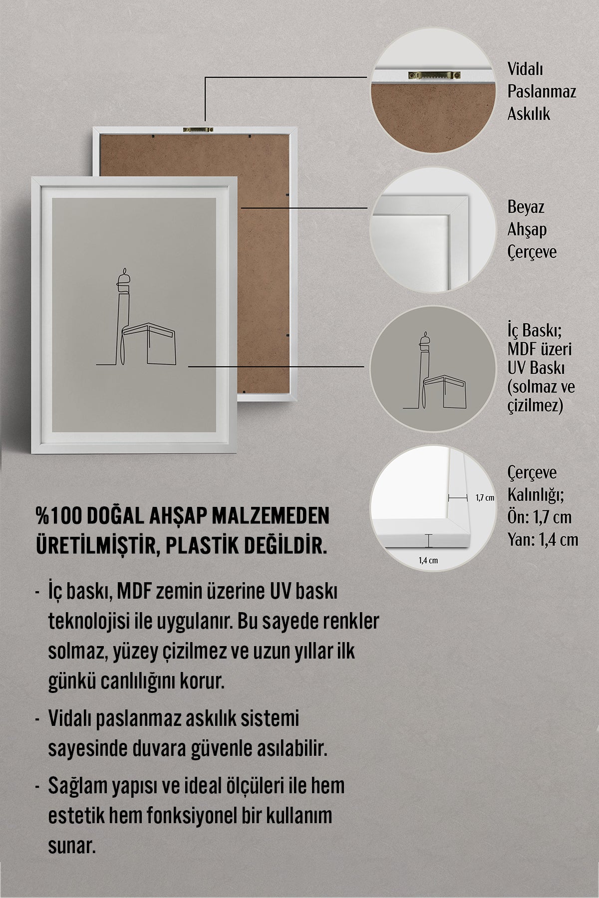 HOMEPACK Ahşap Çerçeveli Tablo Çerçeveli Poster Sanatsal Modern Duvar Dekoru TK-1204