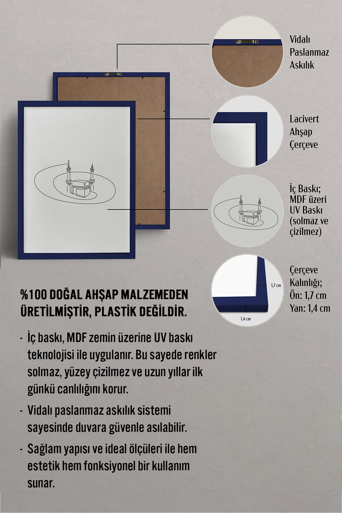 HOMEPACK Ahşap Çerçeveli Tablo Çerçeveli Poster Sanatsal Modern Duvar Dekoru TK-1205